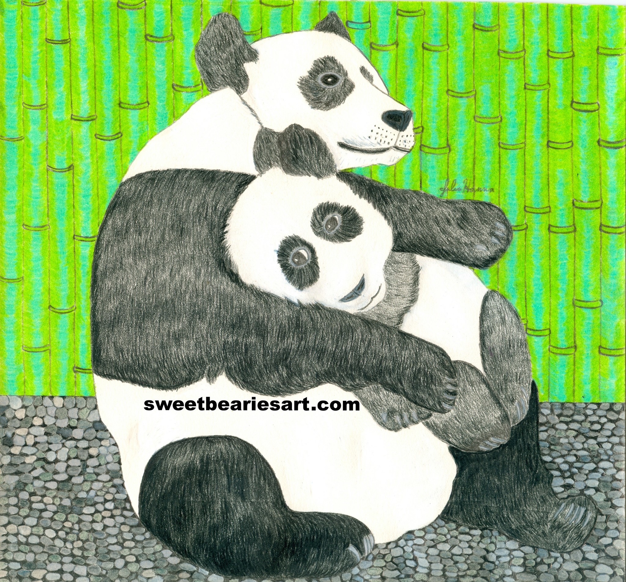 2048x1904 Here is the completed panda bear drawing with the mom bear holding her  baby. I
