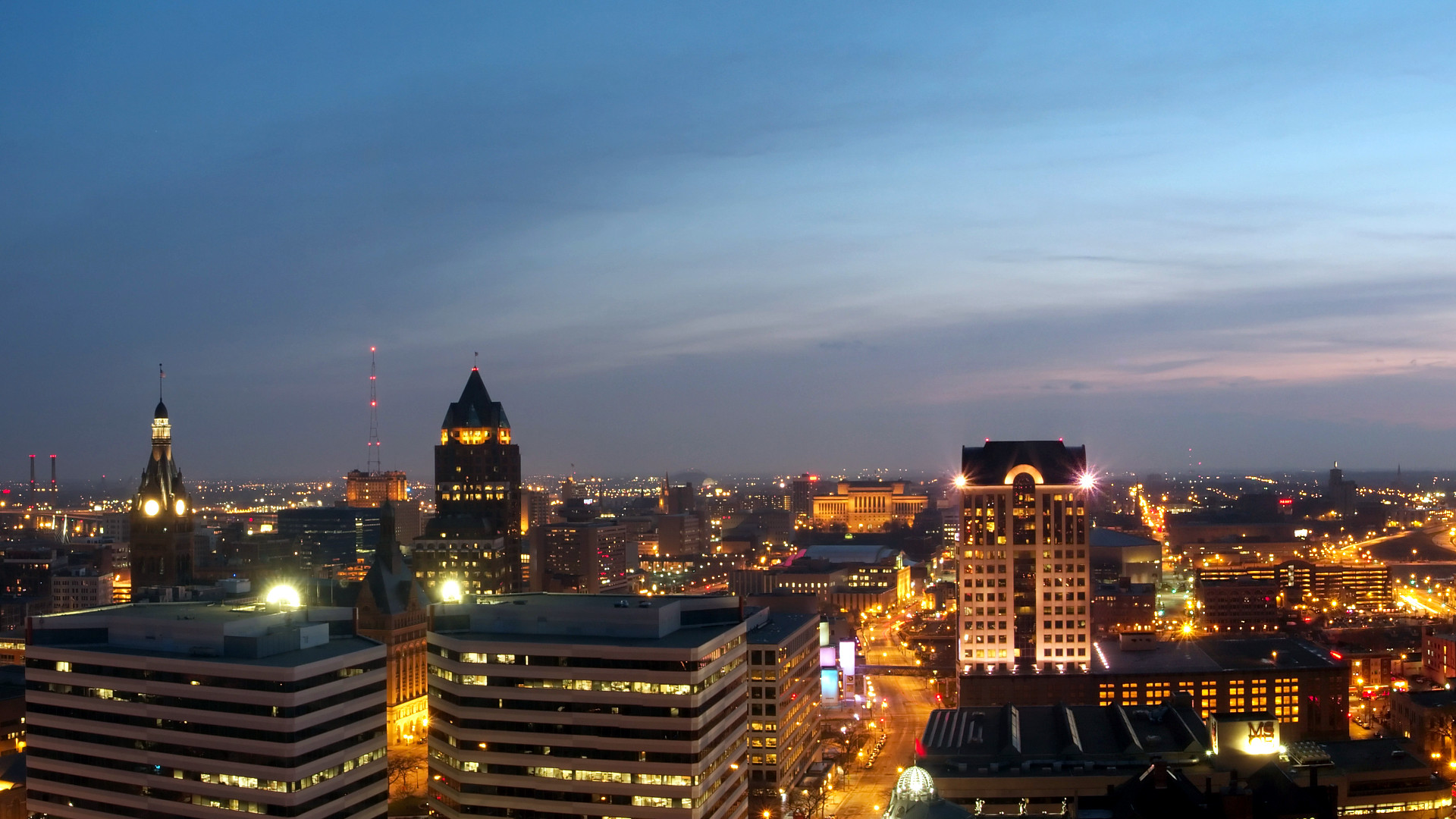 1920x1080 Image Picture Of Milwaukee Skyline At Night Large Canvas Print. Milwaukee  Live Wallpaper Screenshot