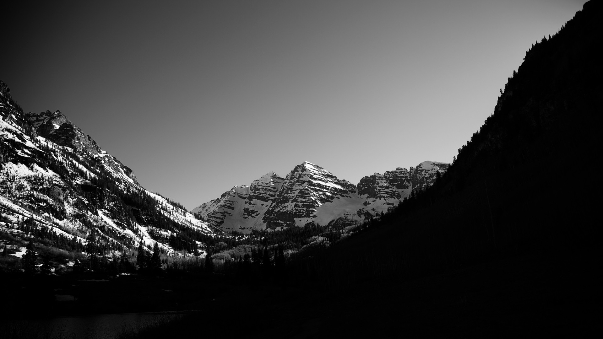 1920x1080 Photography - Black & White Mountain Snow Wallpaper