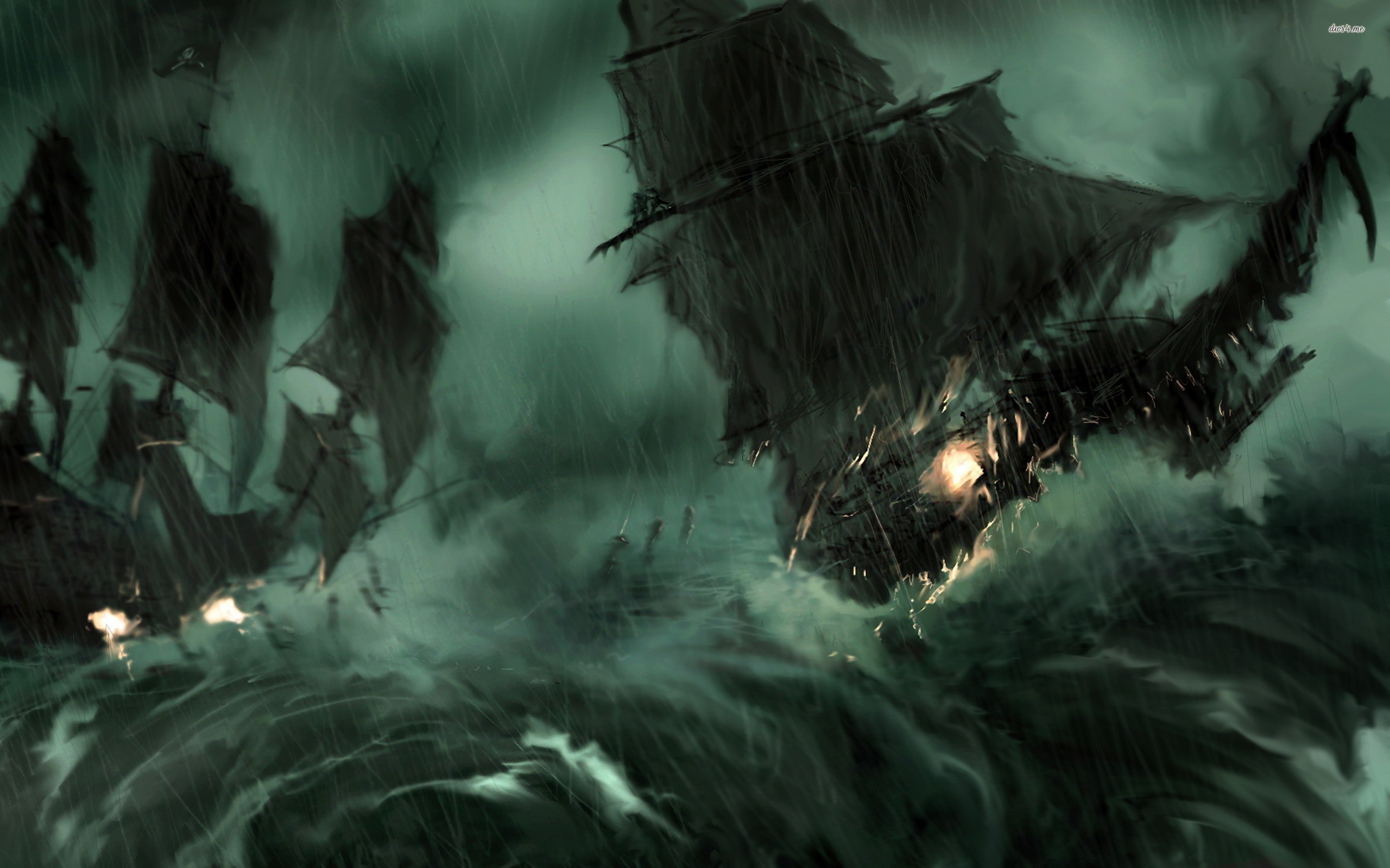2560x1600 ... Pirate ship during the storm wallpaper  ...