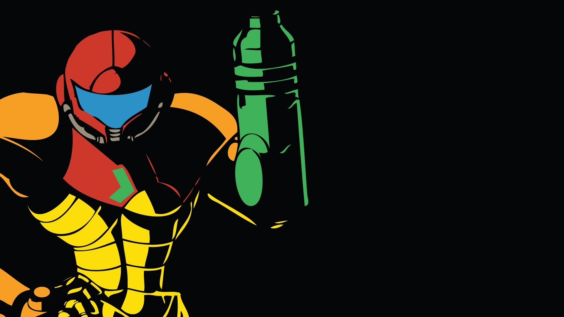 1920x1080 video Games, Metroid, Nintendo, Cannons, Armor, Women, Black Background,  Simple, Power Suit, Gun Wallpapers HD / Desktop and Mobile Backgrounds