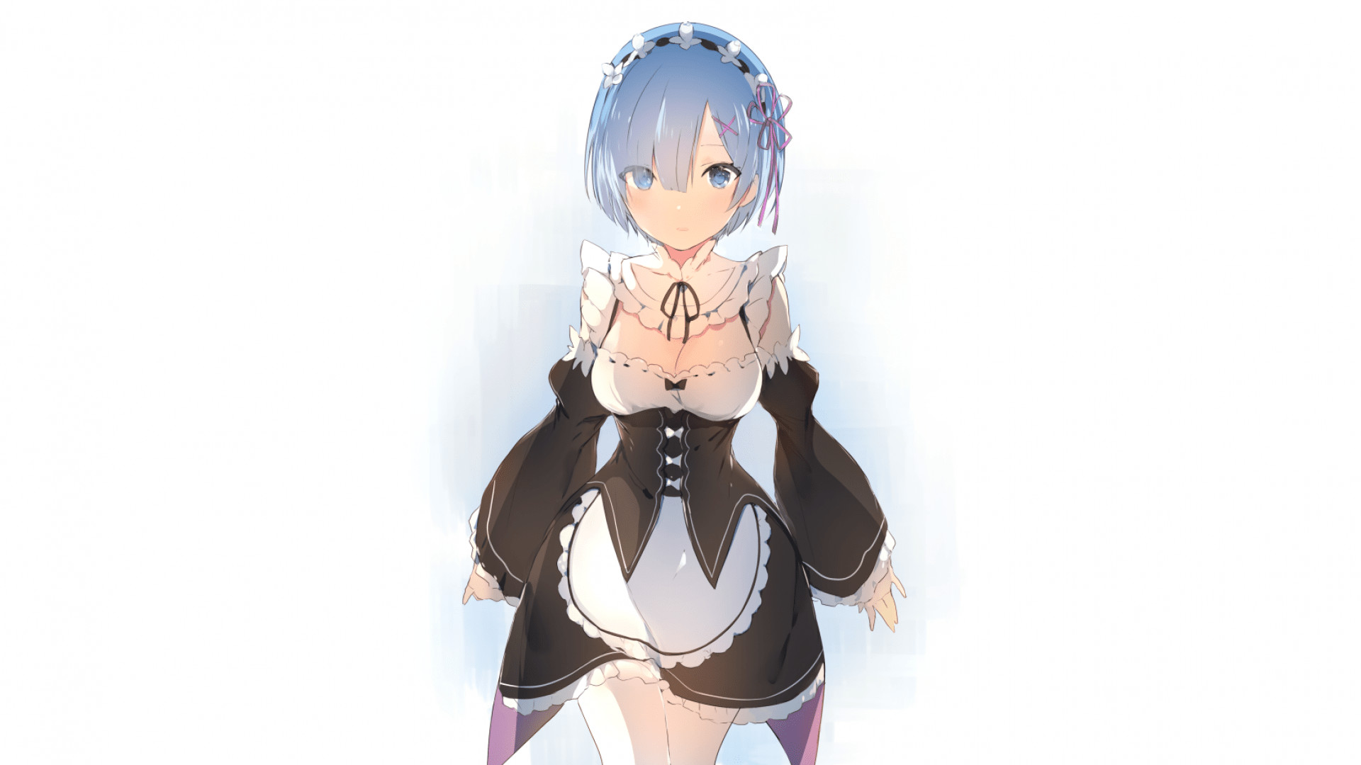 1920x1080 Re Zero Rem Standing Maid Outfit Short Hair Wallpaper - Image #3979 -