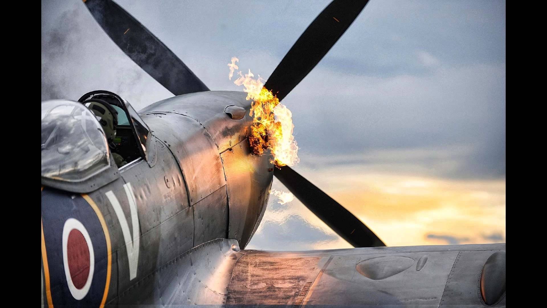 1920x1080 Spitfire Planes World War II Flame ...