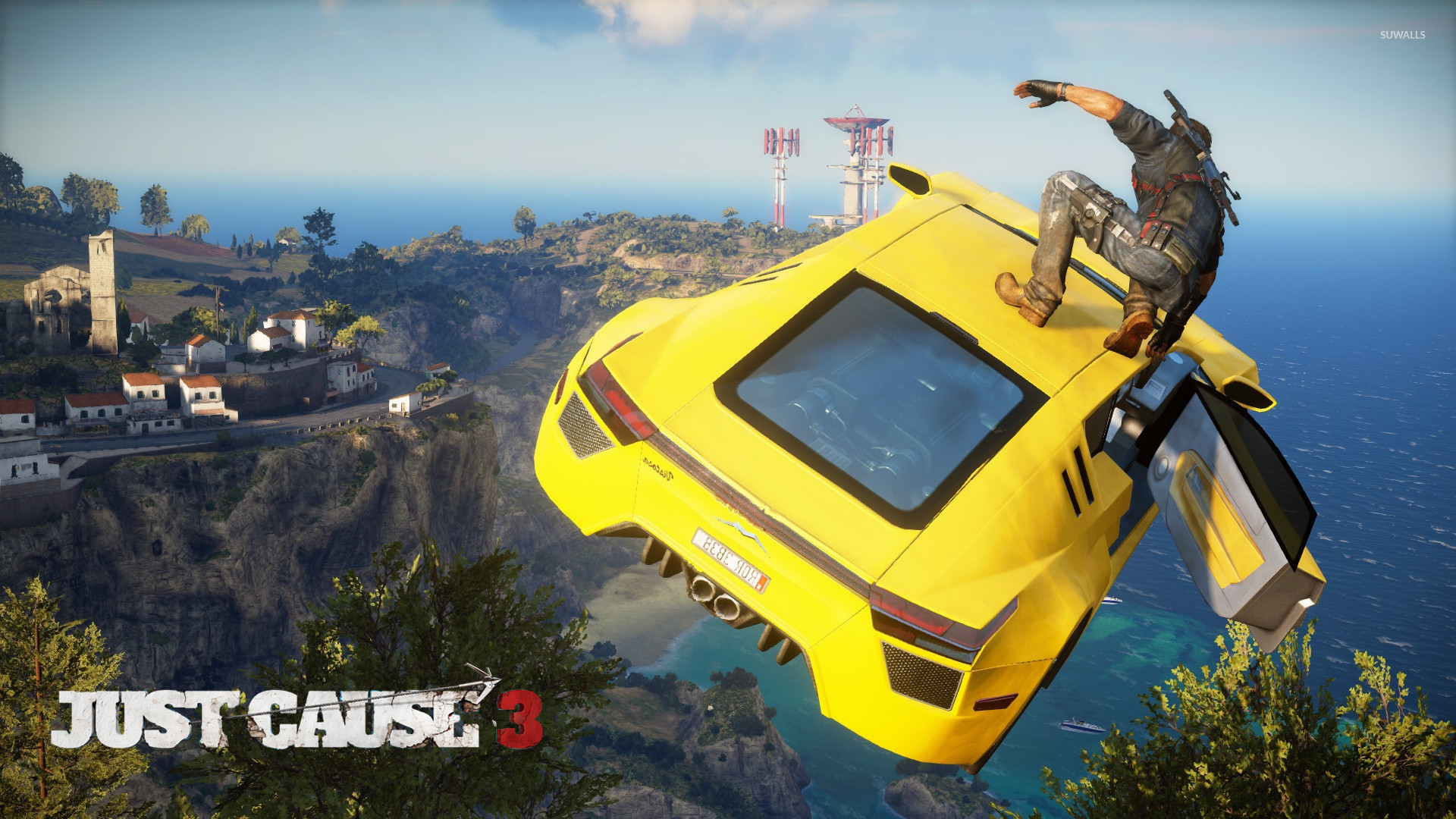 1920x1080 Rico Rodriguez on the top of a car - Just Cause 3 wallpaper