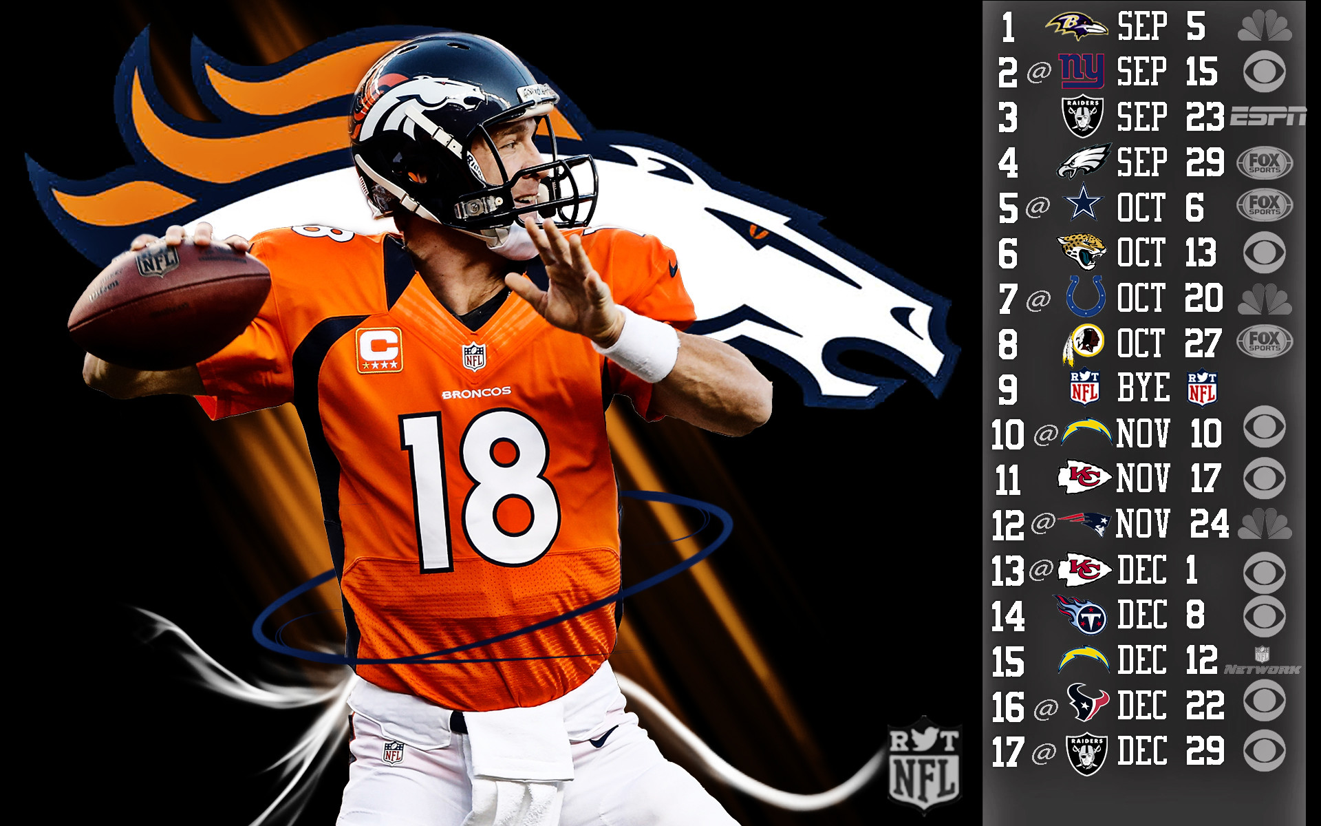 1920x1200 Broncos Peyton Manning 2013 Schedule HDR