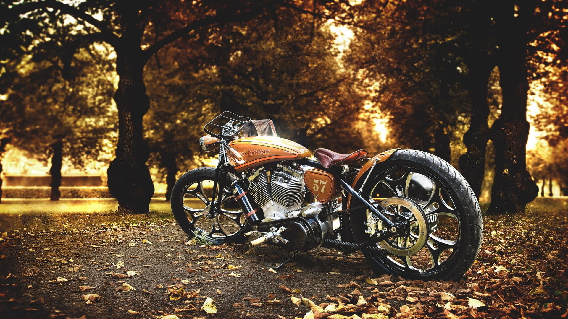 1920x1080 brown bobber motorcycle HD wallpaper
