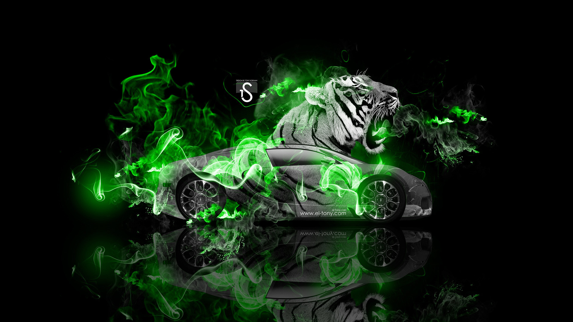 1920x1080 Bugatti Veyron Fantasy Tiger Green Fire Car 2014 HD Wallpapers Design  