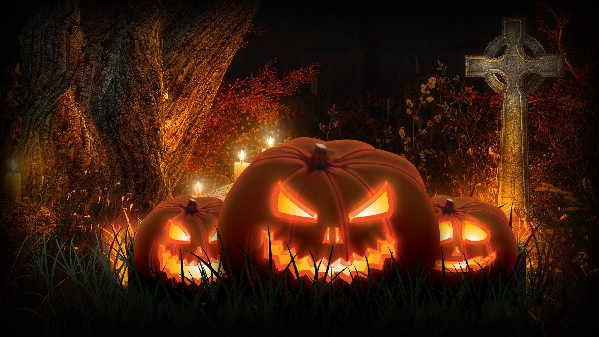 1920x1080 Jack-o039-lanterns In The Cemetery