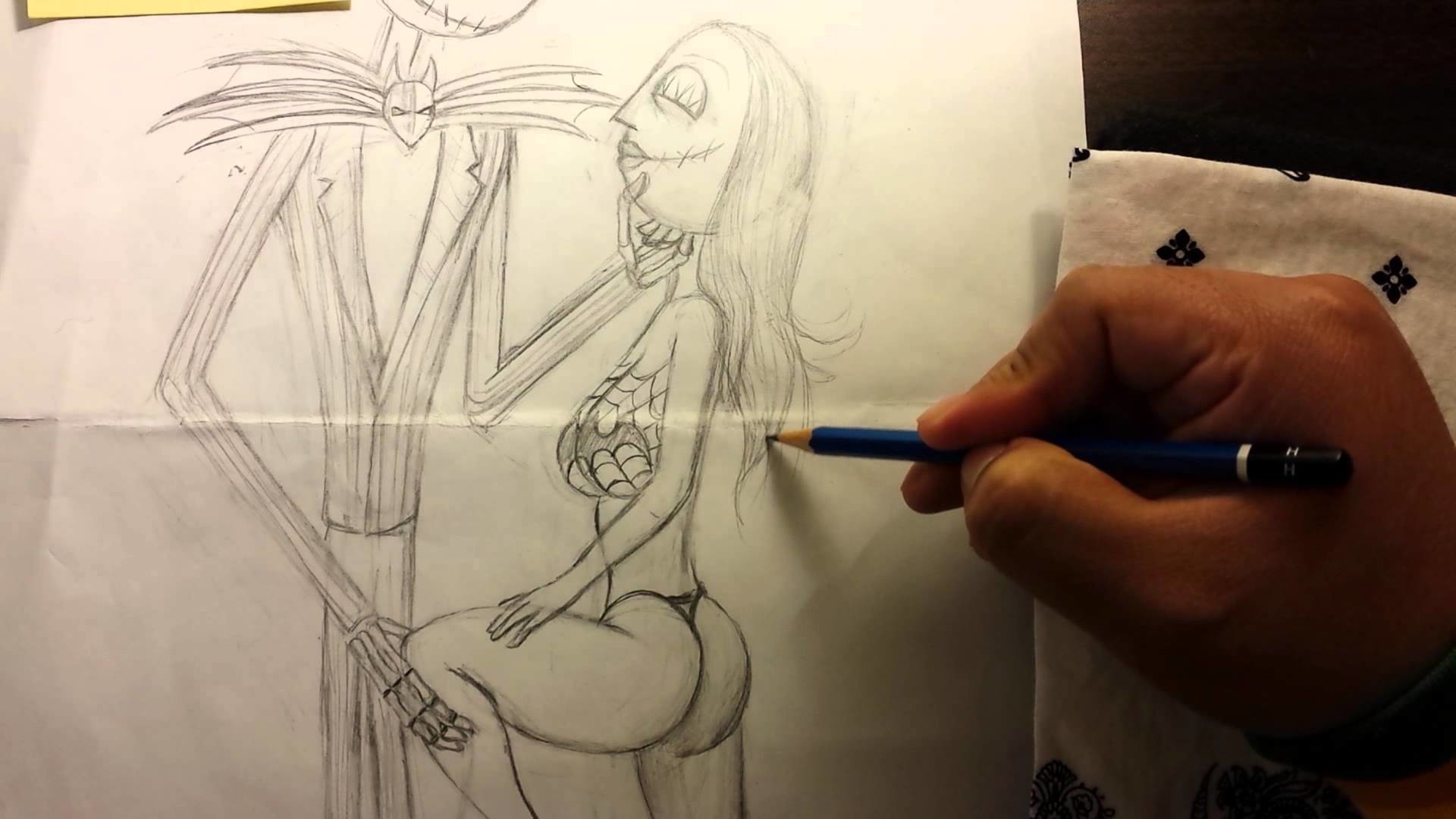 1920x1080 Sketching a sexy Jack Skellington and Sally