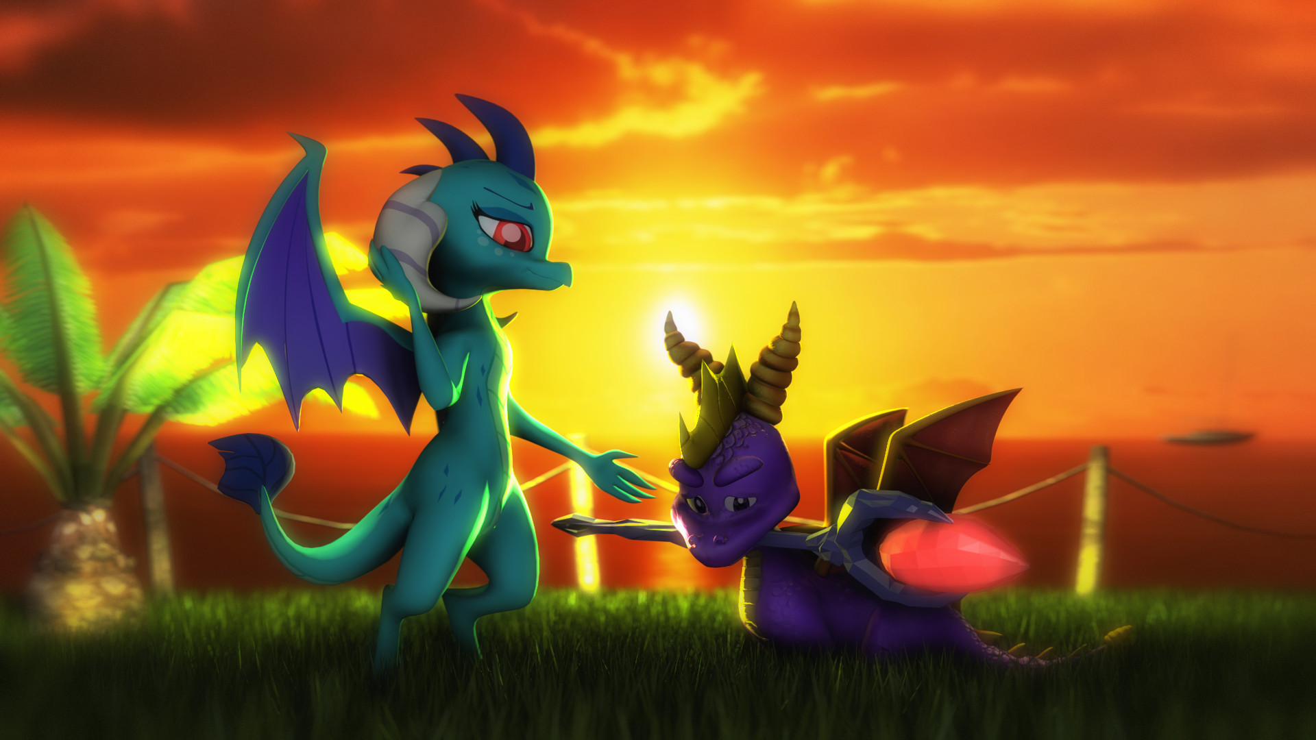 1920x1080 by ZOomERart [SFM] Ember and Spyro [What is love?] by ZOomERart