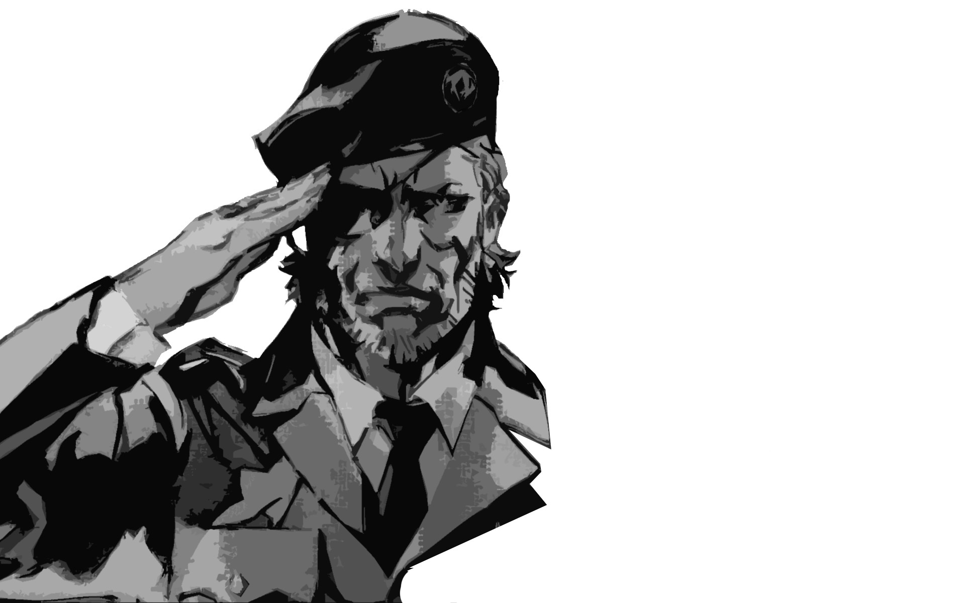 1920x1200 General  Metal Gear minimalism soldier monochrome Big Boss video  games simple background Metal Gear Solid