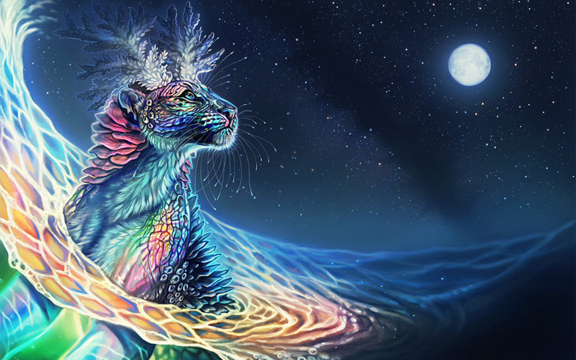 1920x1200 Image: Colorful Cheetah Full Moon wallpapers and stock photos. Â«