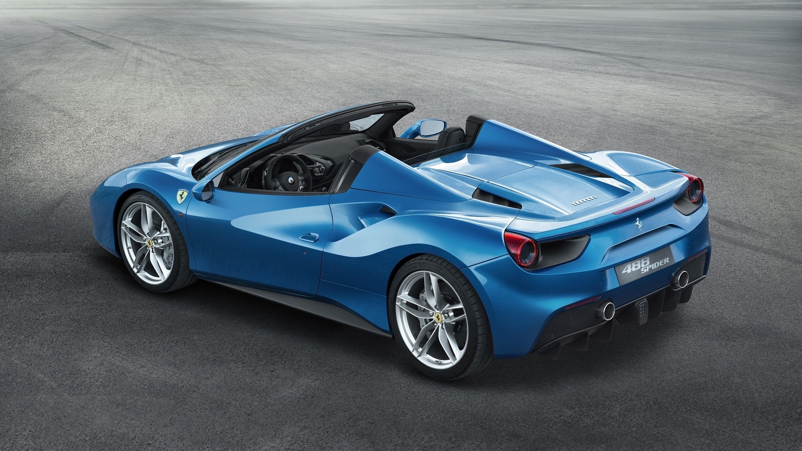 2560x1440 Ferrari 488 Spider Blue Car Wallpaper