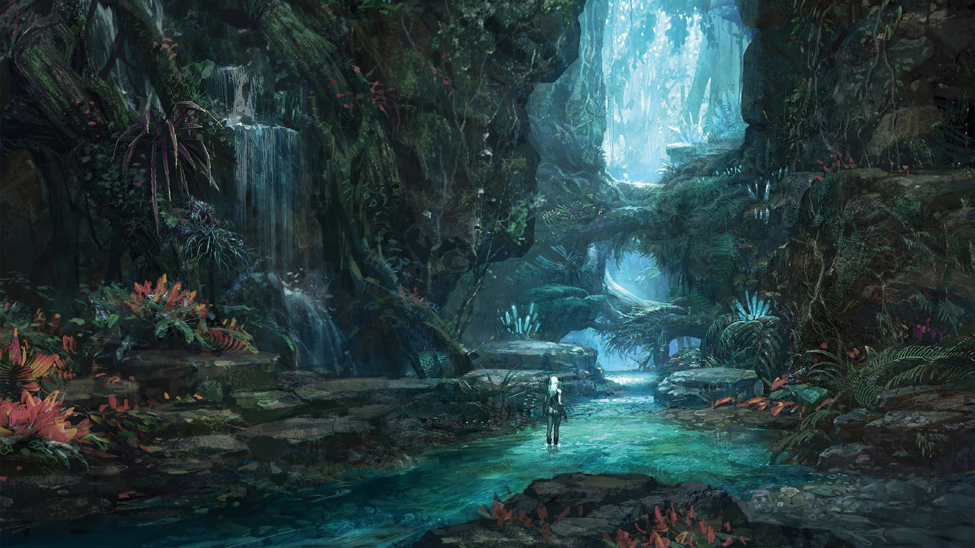 1920x1080 Video Game - Tera Waterfall Forest MMORPG Wallpaper