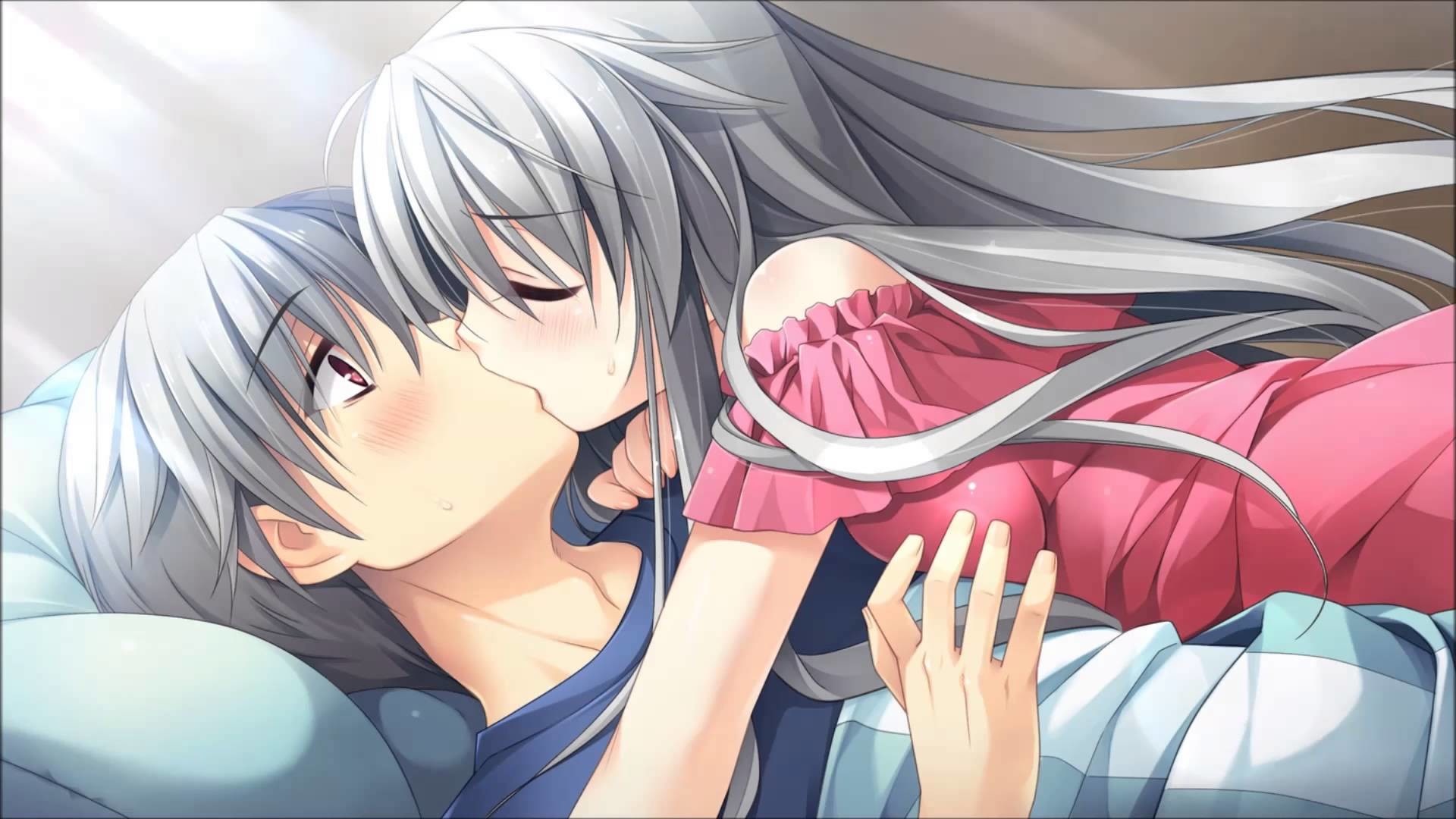Boy Kissing Her Forehead - Cute Anime Couple Wallpaper Download | MobCup