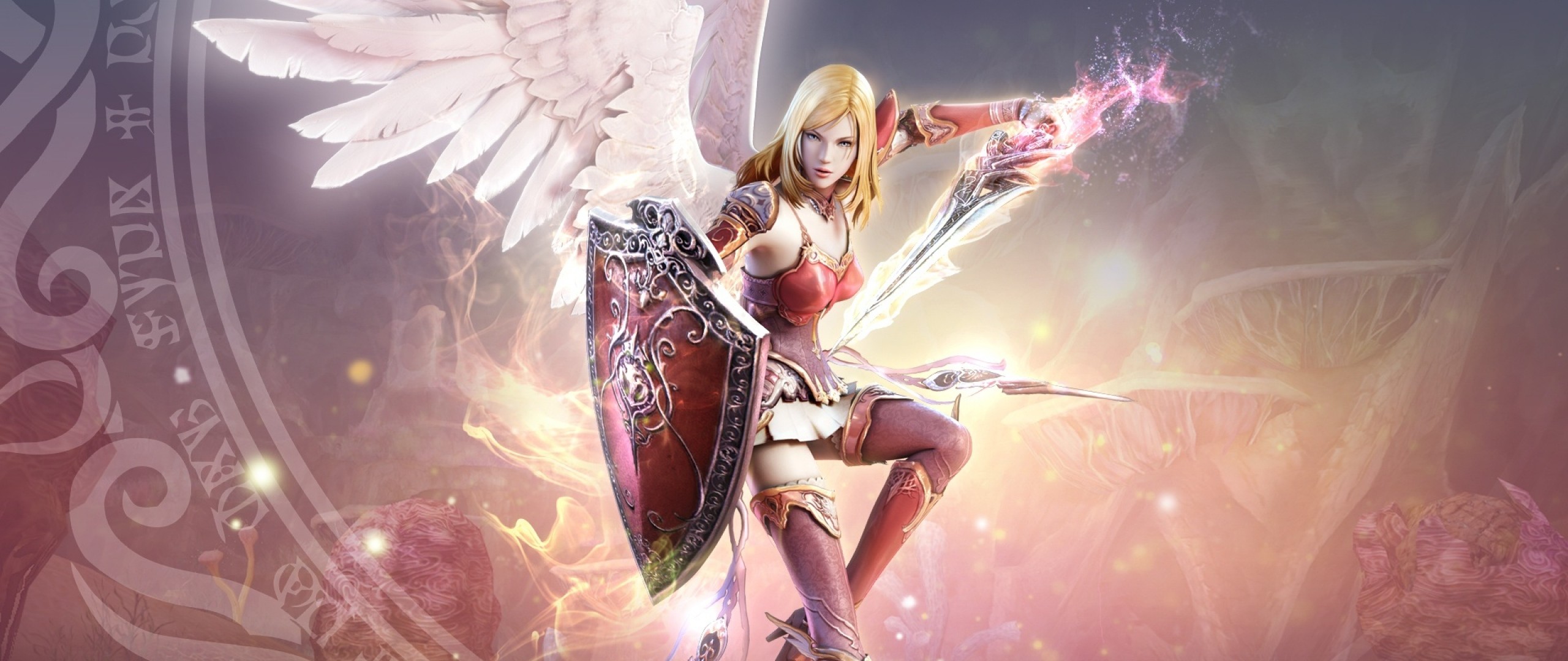 2560x1080  Wallpaper aion the tower of eternity, girl, bow, arrow, mountain