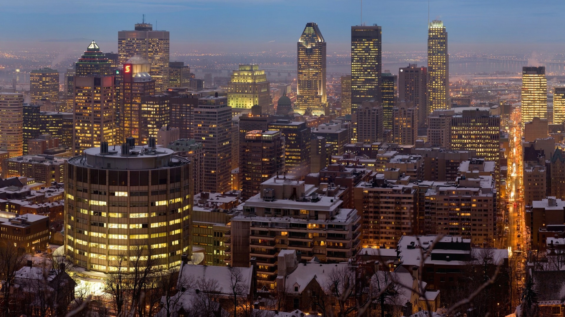 1920x1080 Preview wallpaper canada, montreal, city, night, winter 