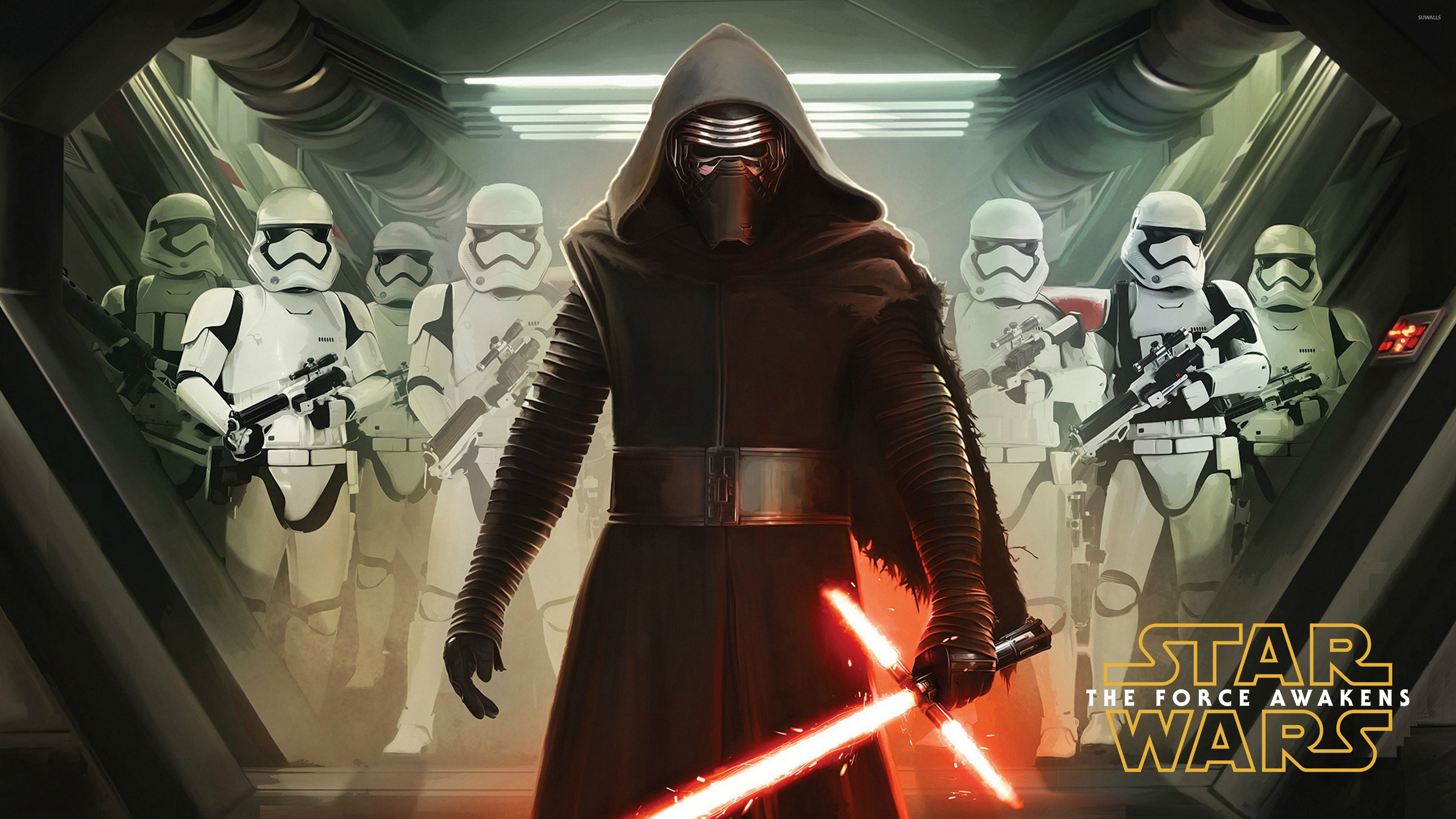 3840x2160 Kylo Ren with stormtroopers - Star Wars: The Force Awakens wallpaper