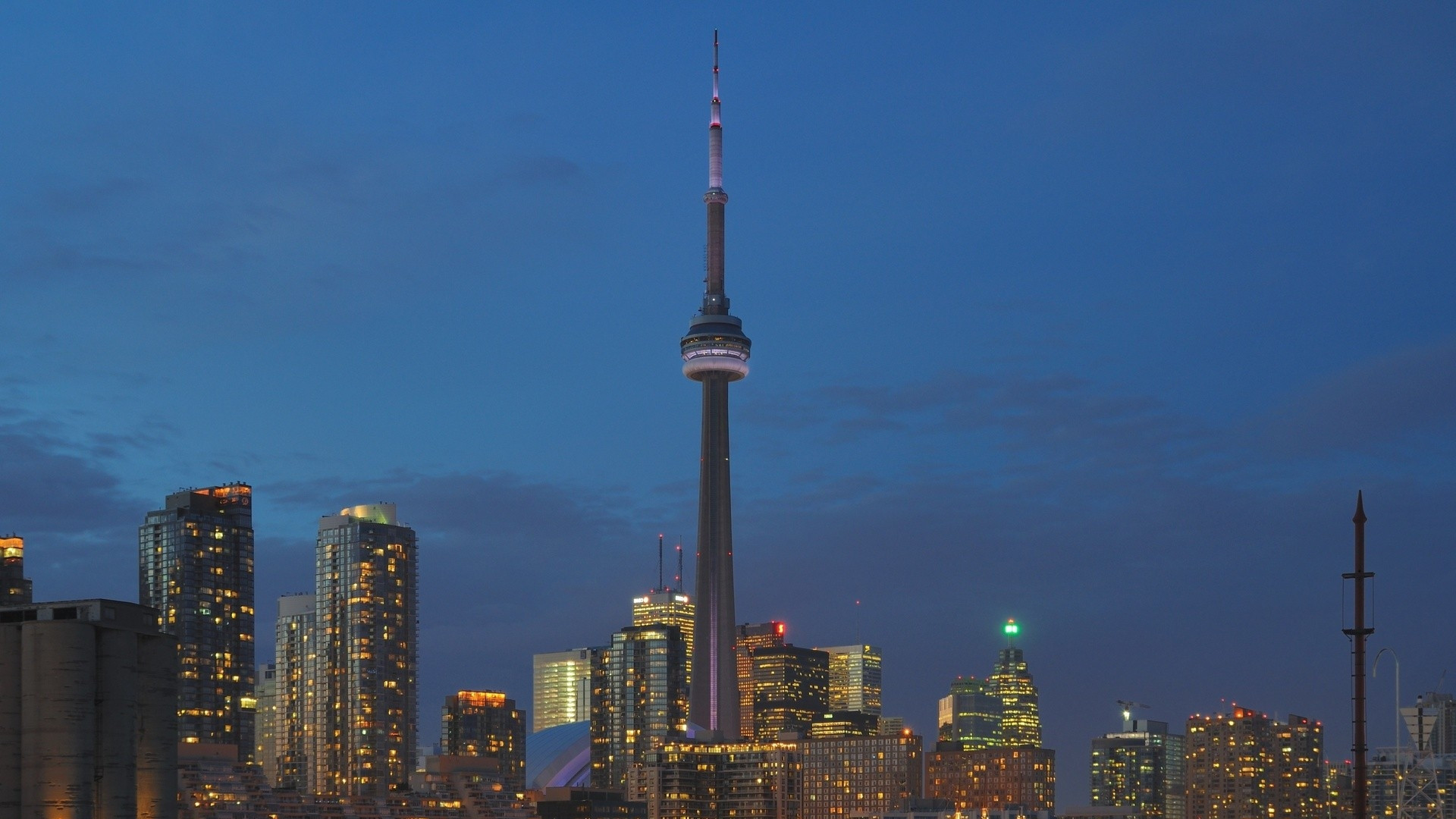1920x1080 Preview wallpaper toronto, buildings, lights, city, view from above  