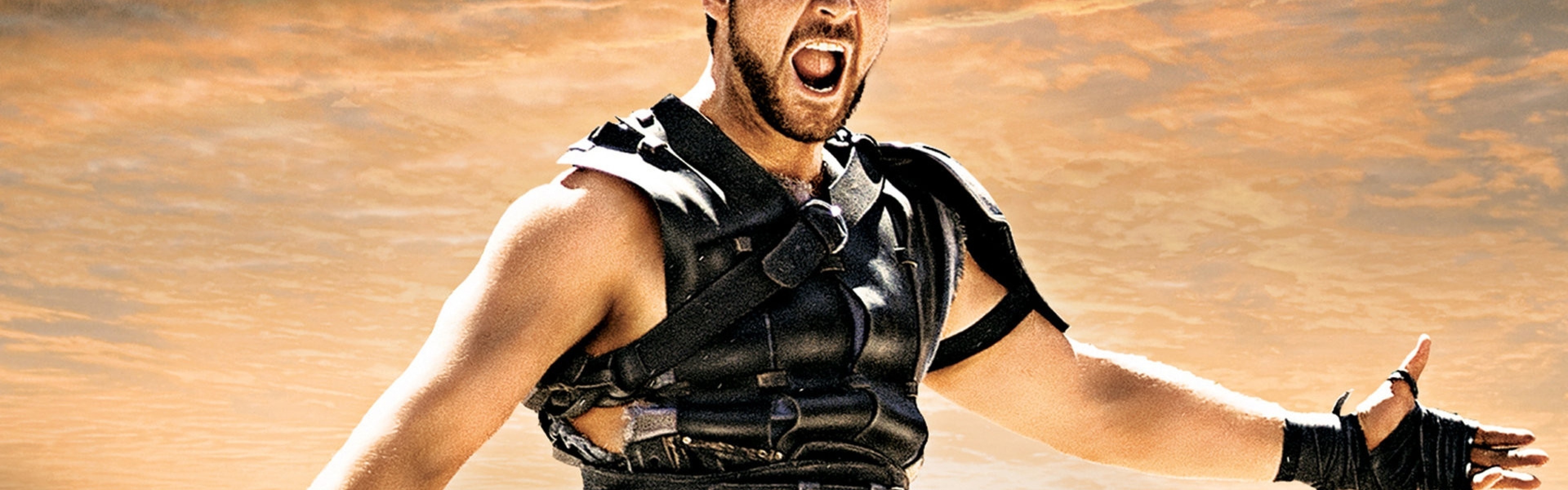 3840x1200  Wallpaper gladiator, russell crowe, maximus, warrior, shout