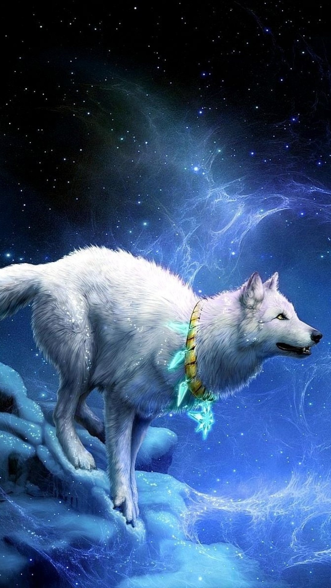 1080x1920 Preview wallpaper wolf, arrivals, moon, breakage 
