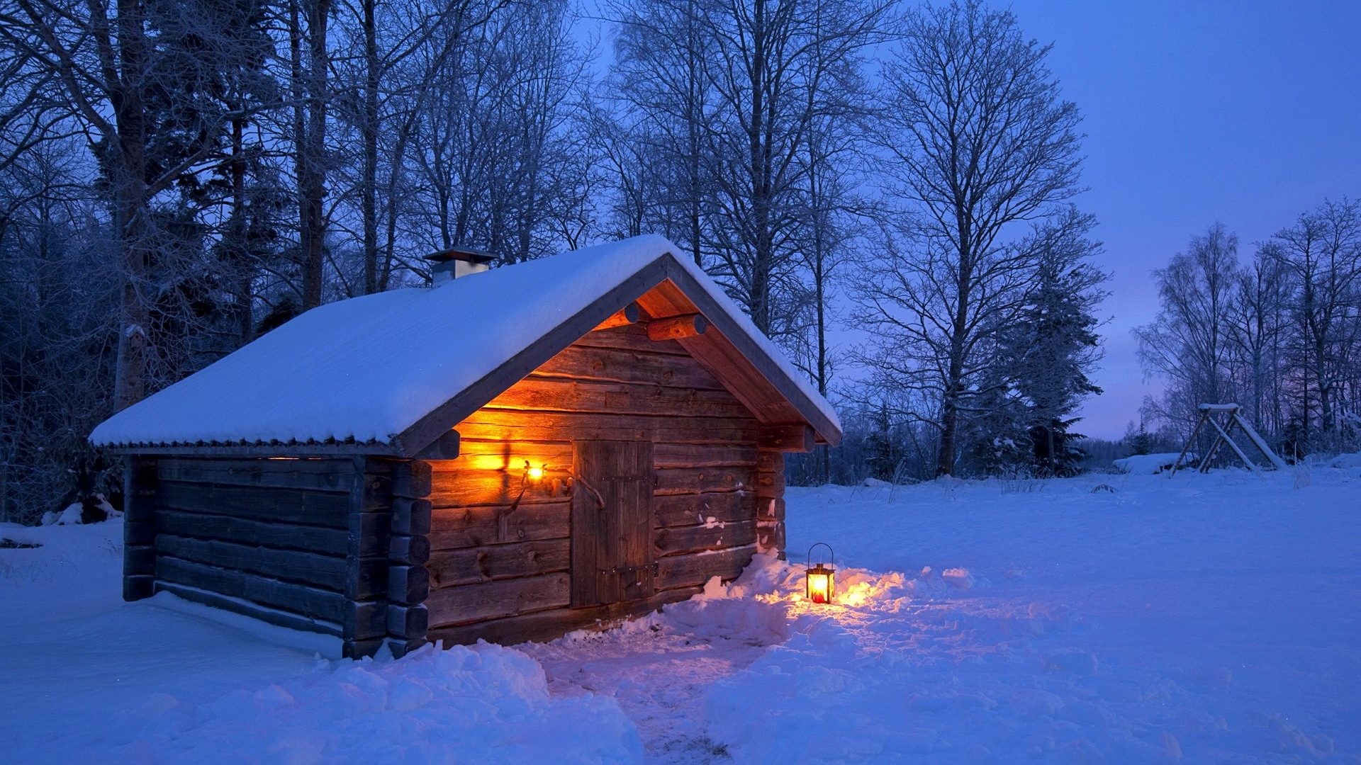 1920x1080 log cabin snow wallpaper. dusk log light forest snow lantern night wooden  winter cottage cabin