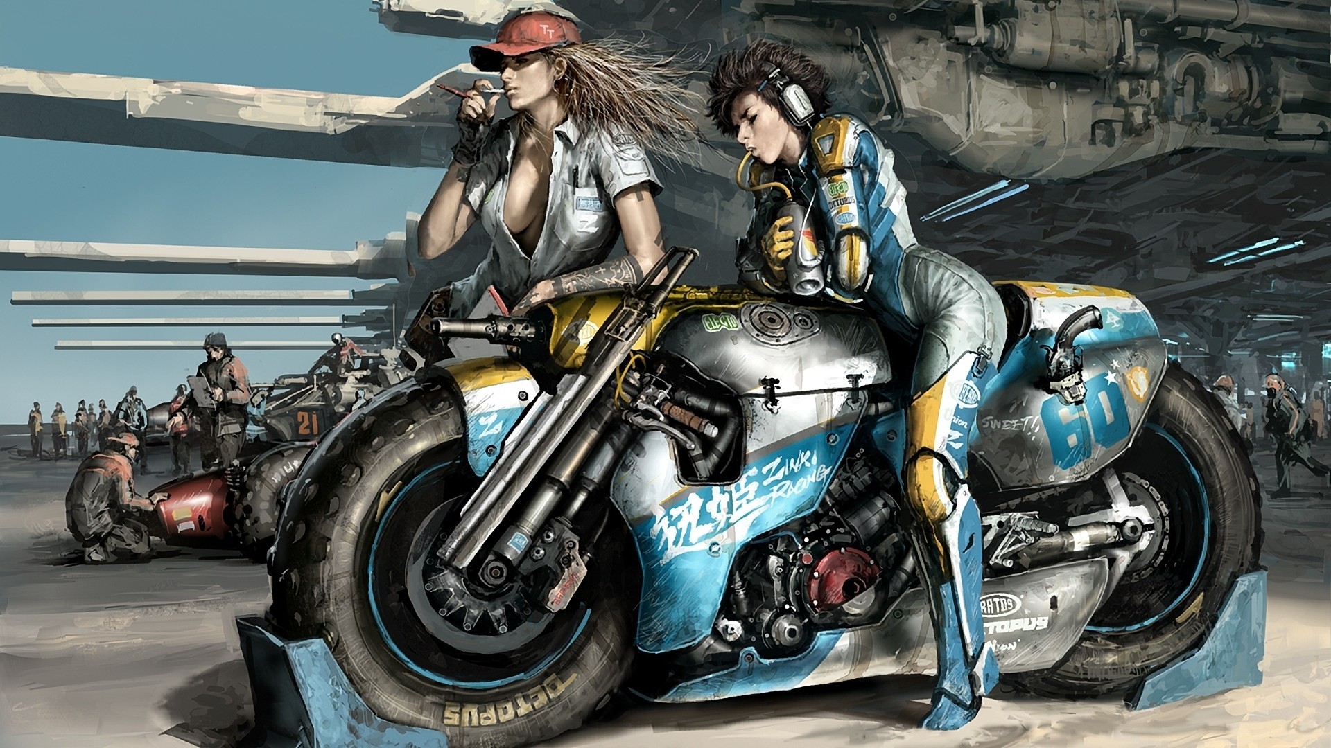 1920x1080 girls with bikes