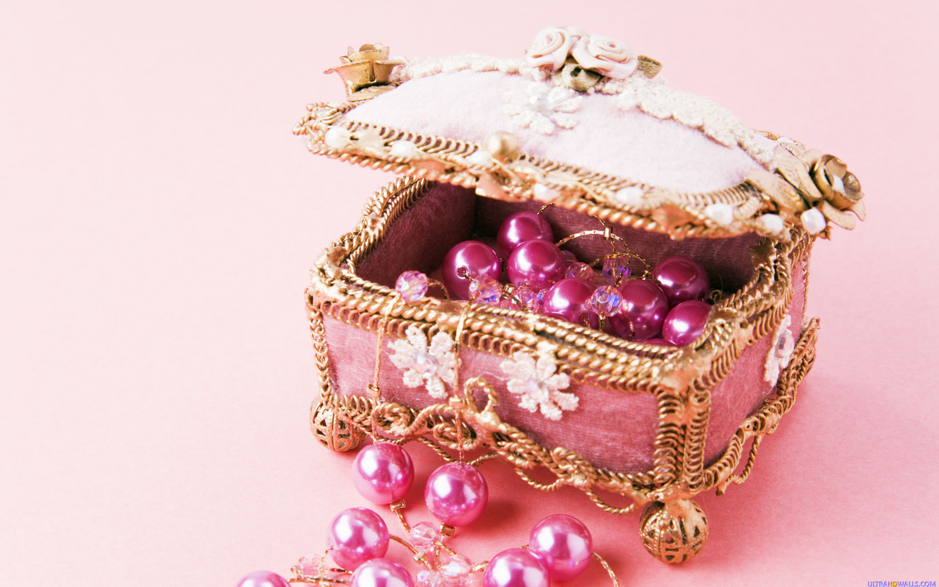 1920x1200 pink pearls beautiful jewelry box high definition wallpaper ...