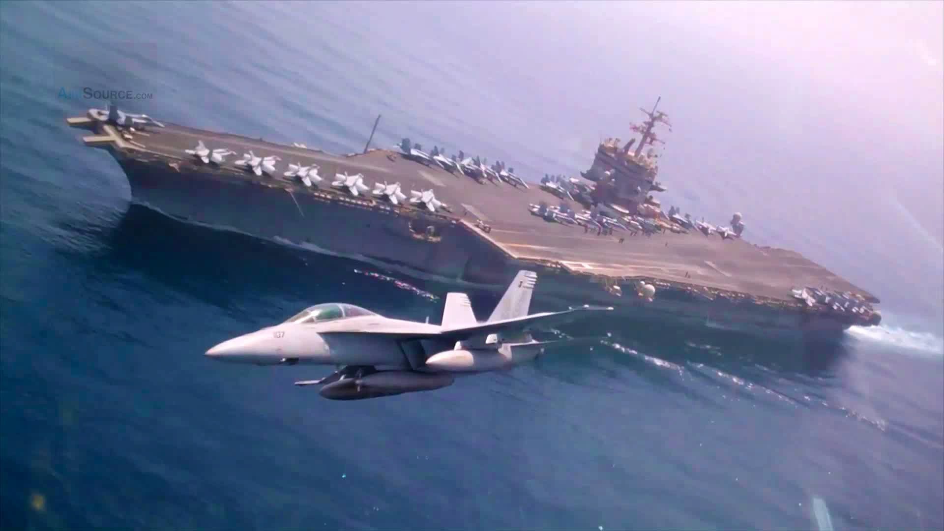1920x1080 F/A-18F Super Hornet Aerial Change Of Command Over USS Enterprise |  AiirSource - YouTube