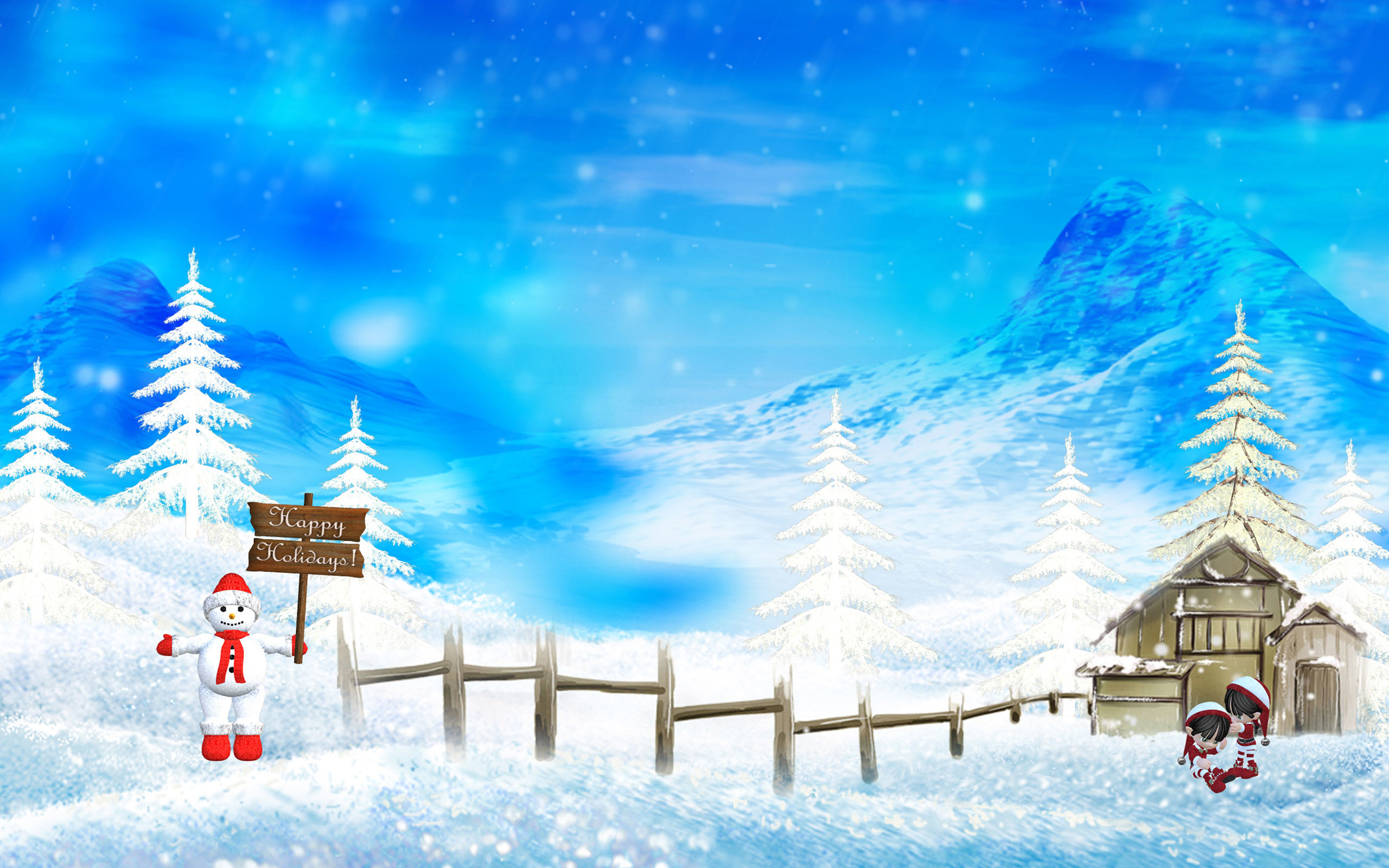 2560x1600 Happy Winter Christmas Holidays Background.
