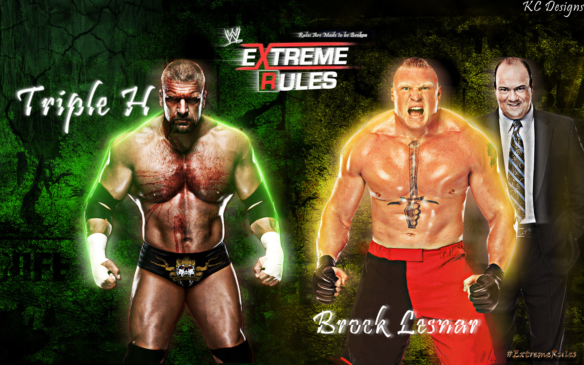 1920x1200 ... Triple H Vs Brock Lesnar Extreme Rules Wallpaper by KCWallpapers