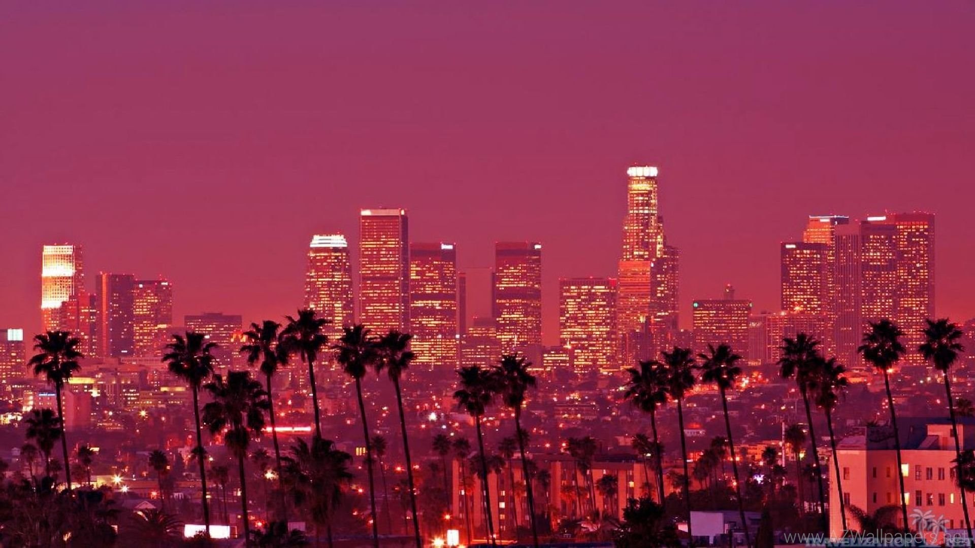 1920x1080 Los Angeles Skyline Silhouette Wallpaper.