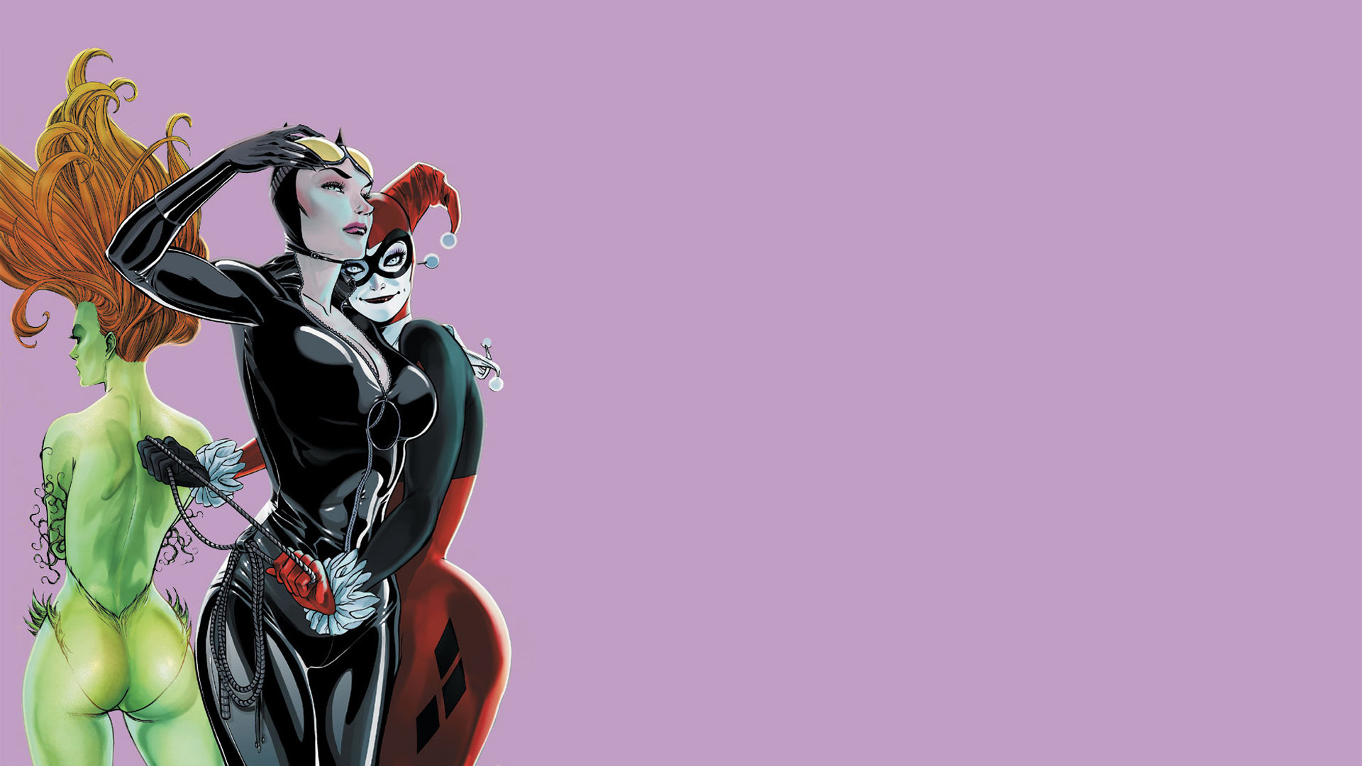 1920x1080 Catwoman Poison Ivy Harley Quinn DC Comics.