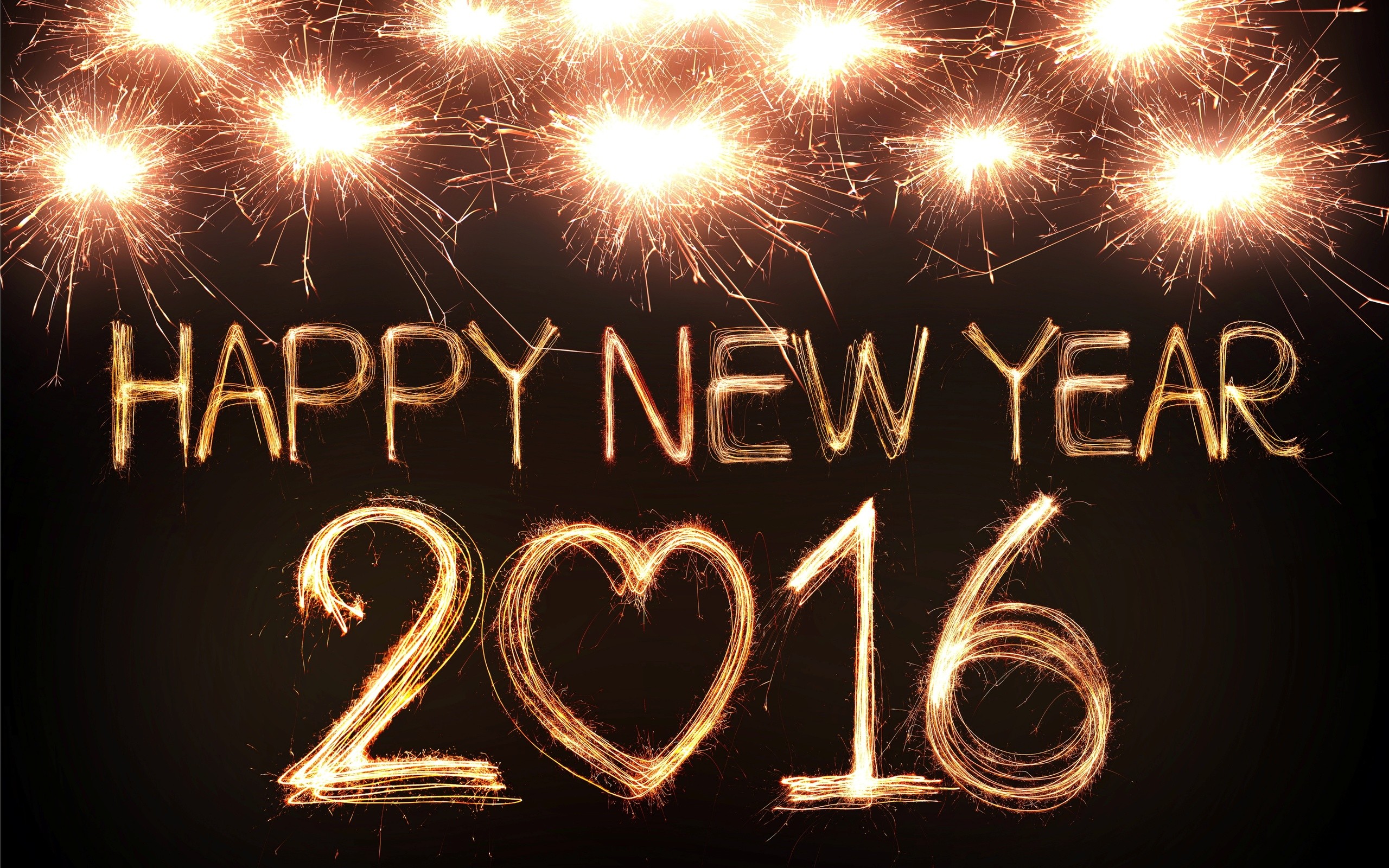 2560x1600 Happy New Year 2016 Light Painting Fireworks Desktop Wallpaper .