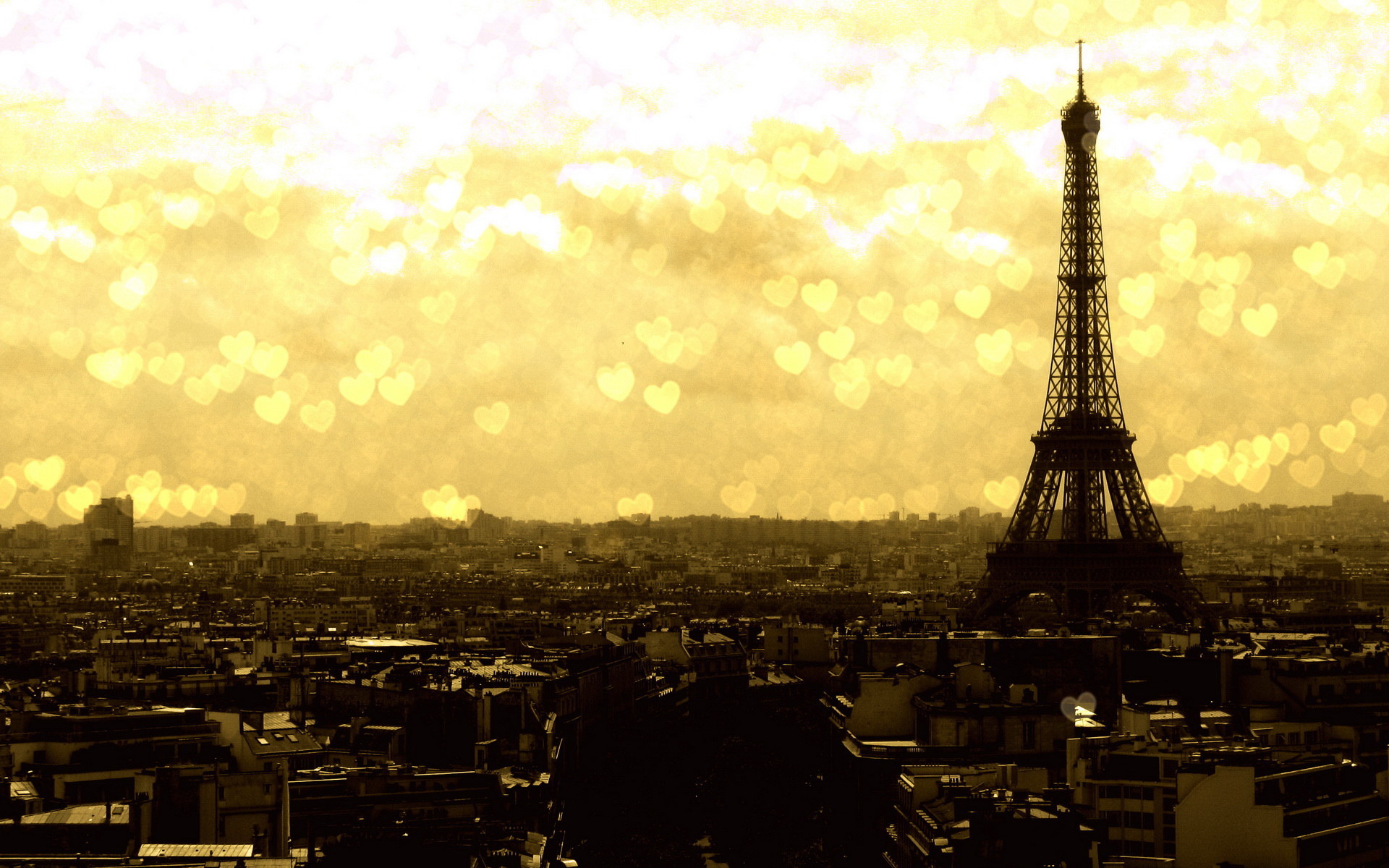 1920x1200 Sunset at The Eiffel Tower Wallpaper