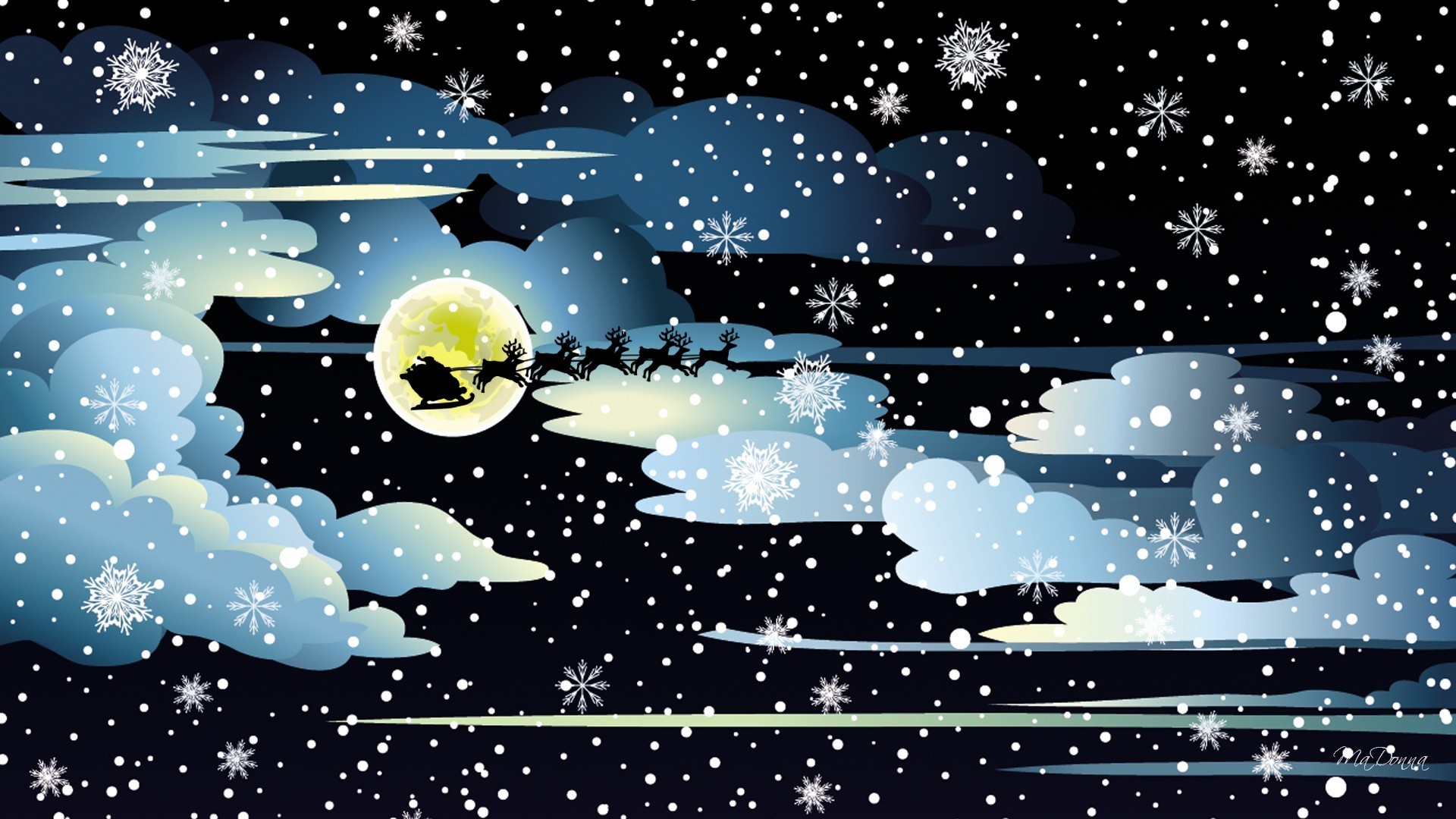 1920x1080 Reindeer Tag - Clouds Feliz Sky Full Christmas Stars Eve Nick Snowflakes  Santa Sleigh Reindeer Snow