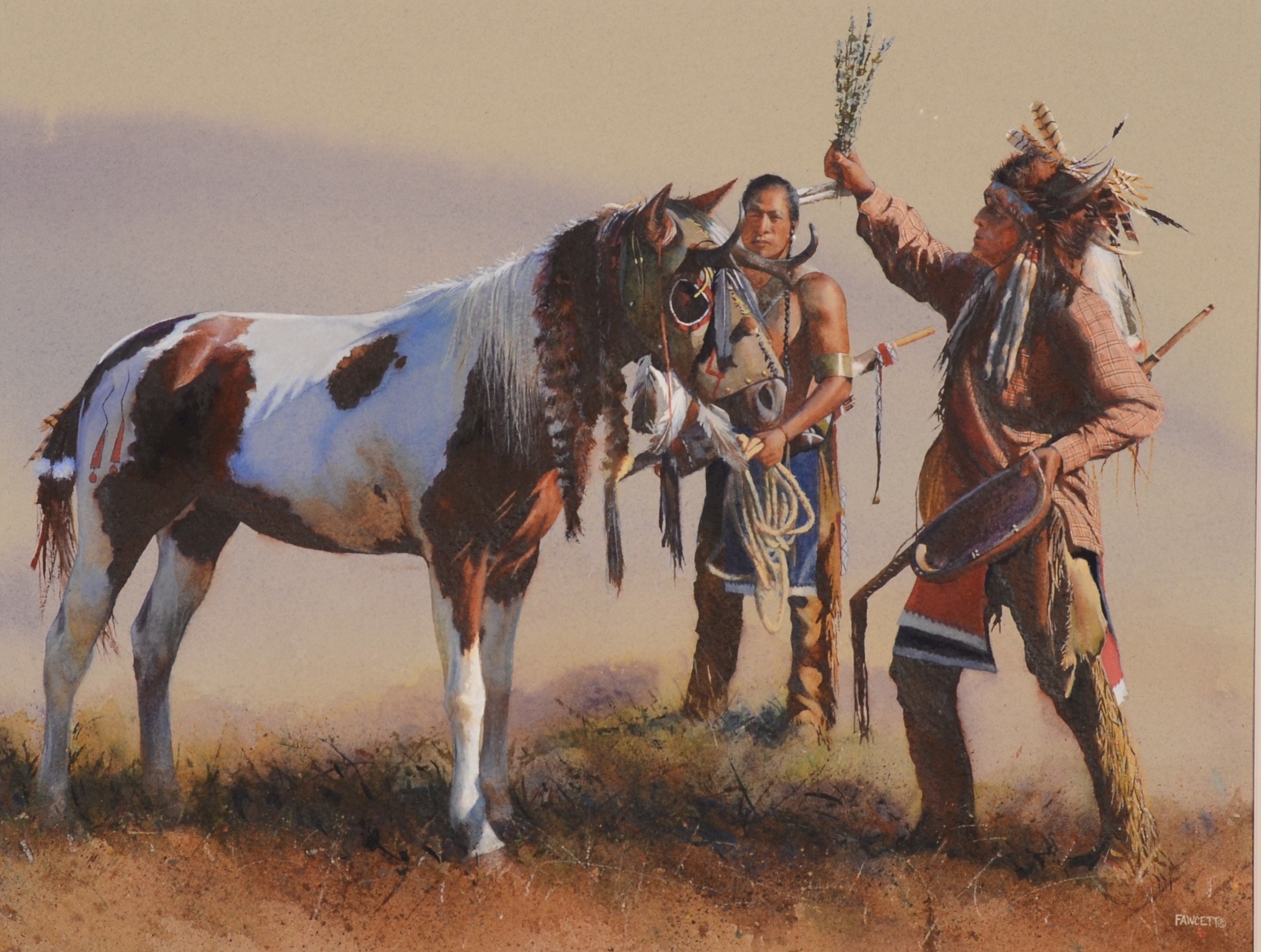 2429x1835 art John Fawcett Indians Animals horse western native indian wallpaper .