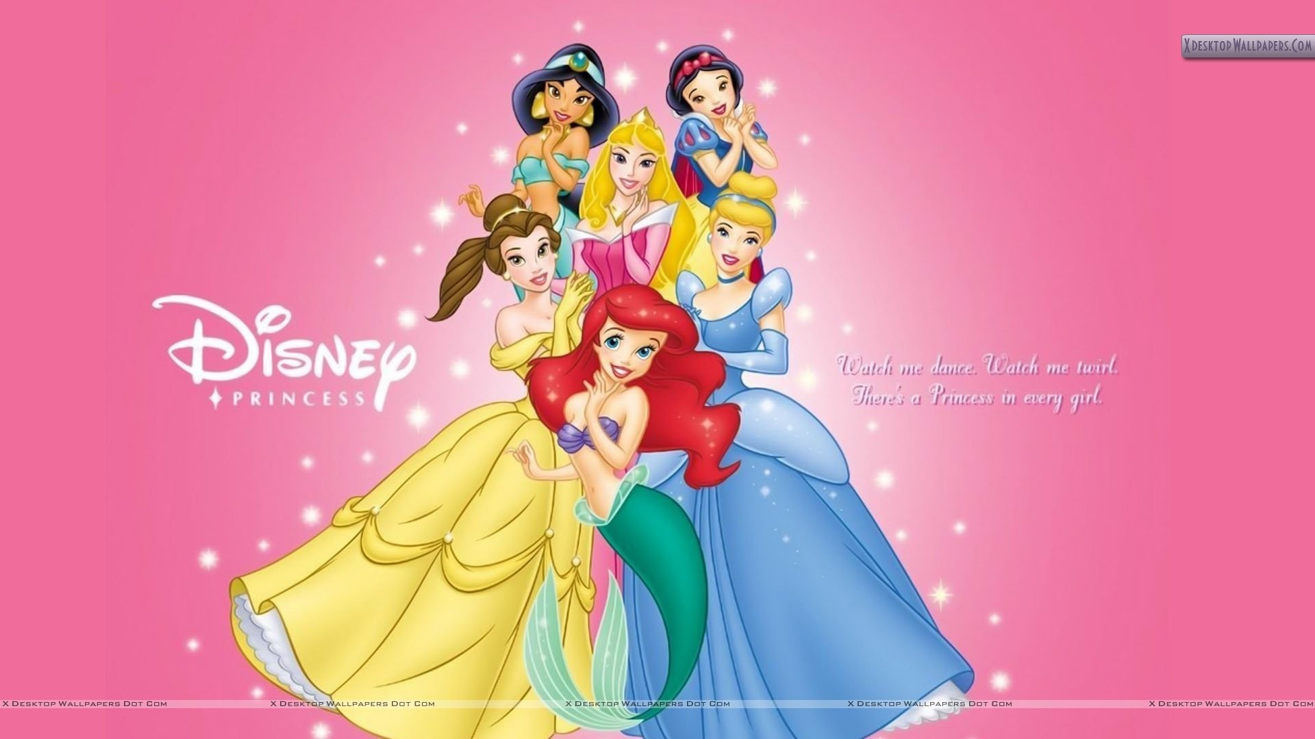 1920x1080 You are viewing wallpaper titled "Disney Princess On Pink Background" ...