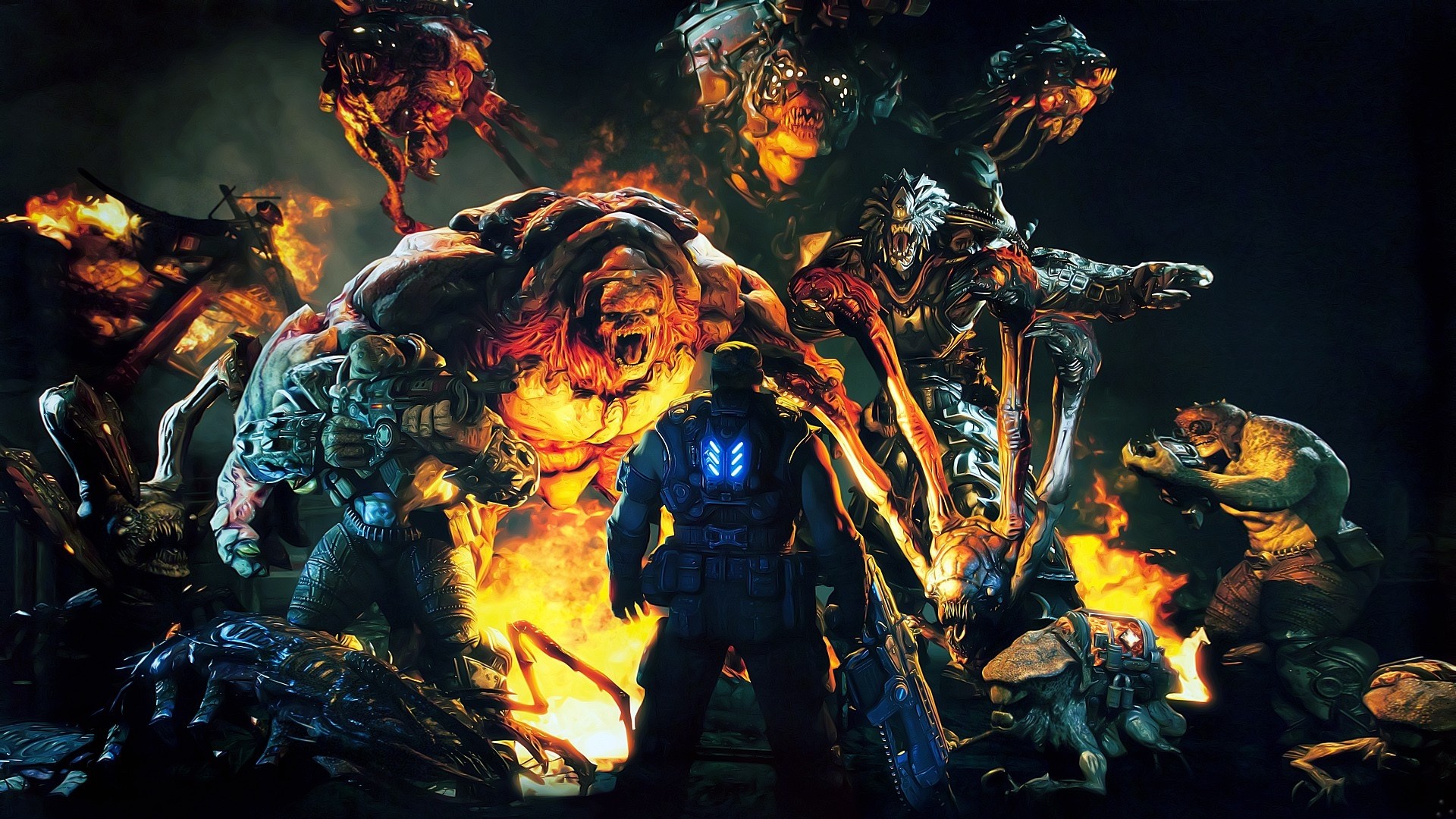 1920x1080 gears of war, character, monsters