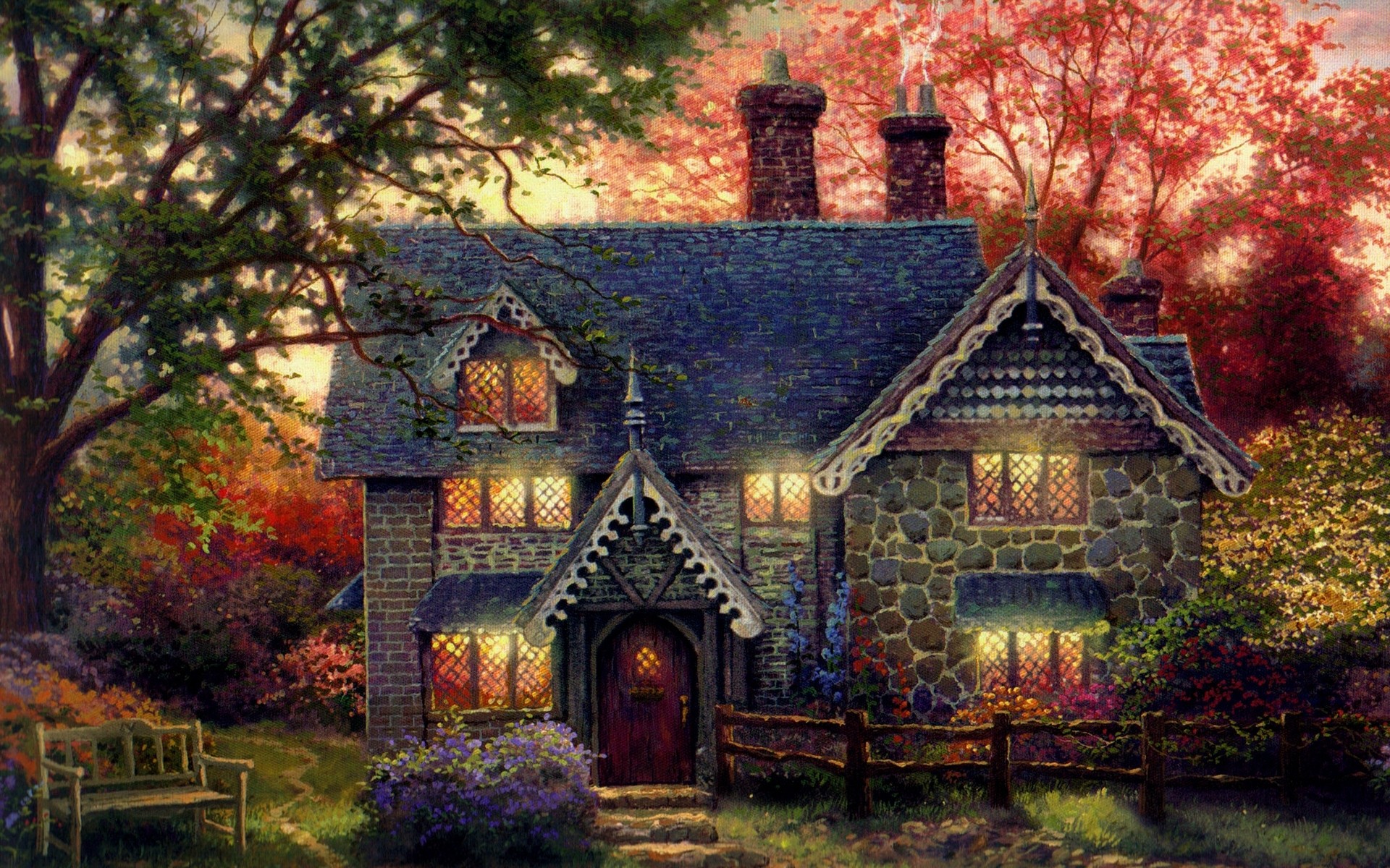 1920x1200 Fall High Resolution Background Fall House Background
