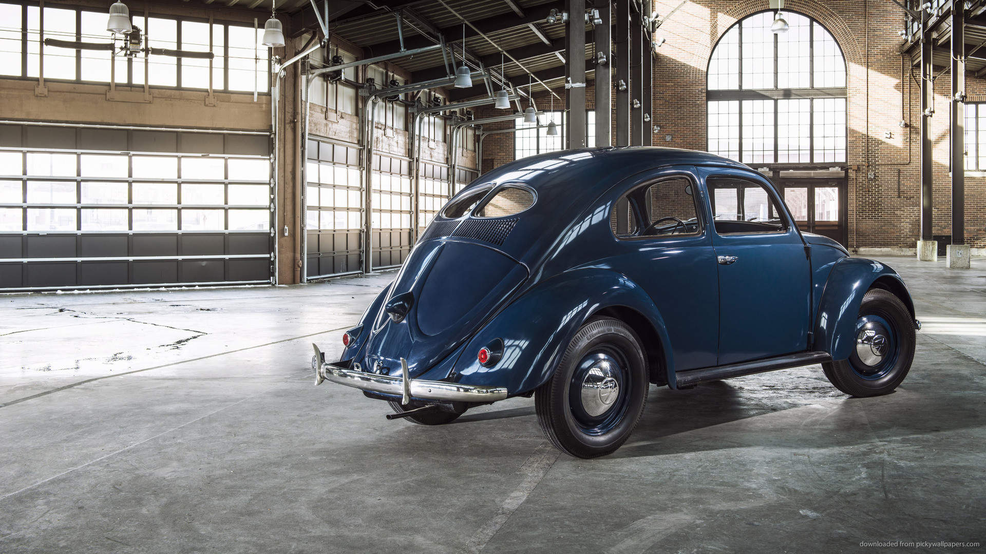 1920x1080 Blue Retro Volkswagen Beetle Back for 