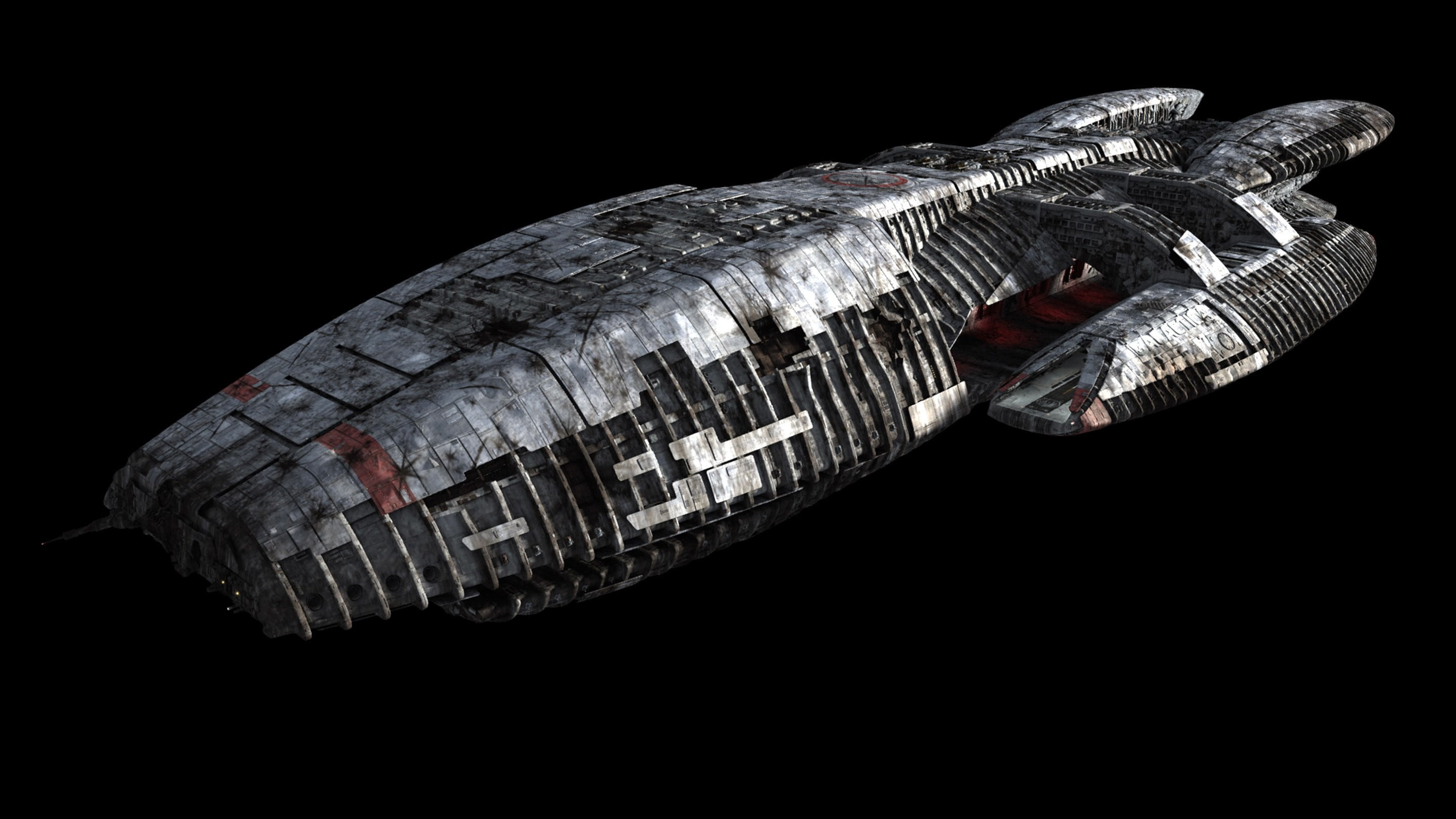 2880x1620 silver and black space ship, Battlestar Galactica, spaceship