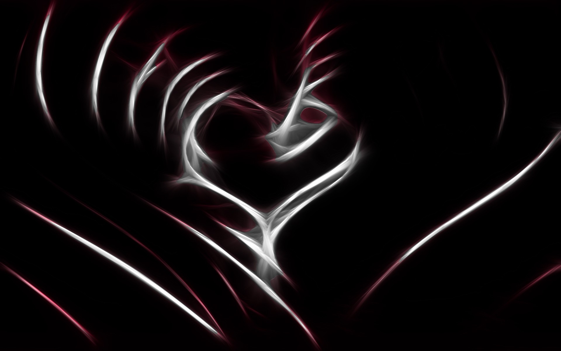 1920x1200 Wallpaper Abstract, Heart, Line, White, Red, Black