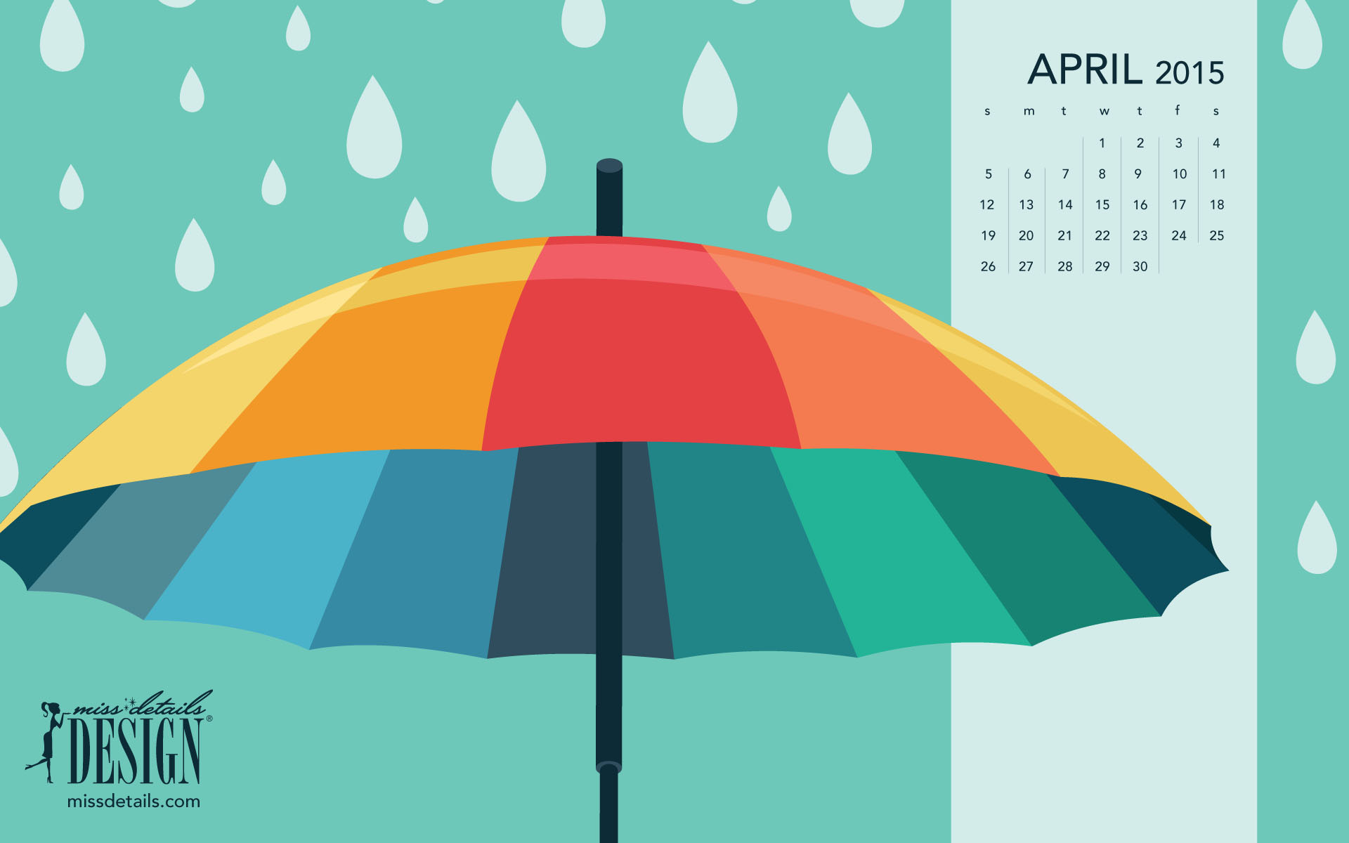 1920x1200 Free inspiring April 2015 desktop calendar from missdetails.com - April  Showers