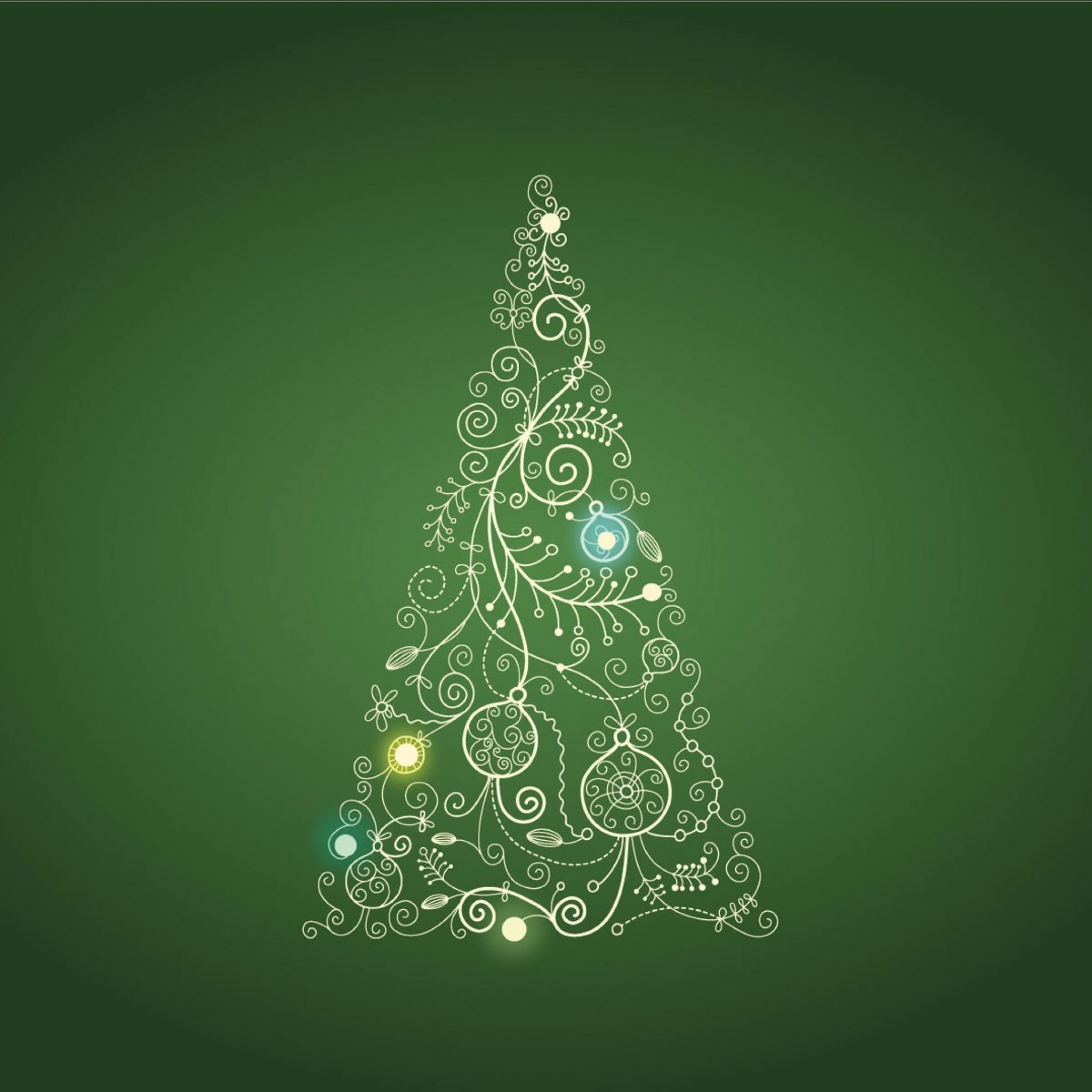 2048x2048 1389 2: Christmas Tree on Green Background Illustration iPad wallpaper