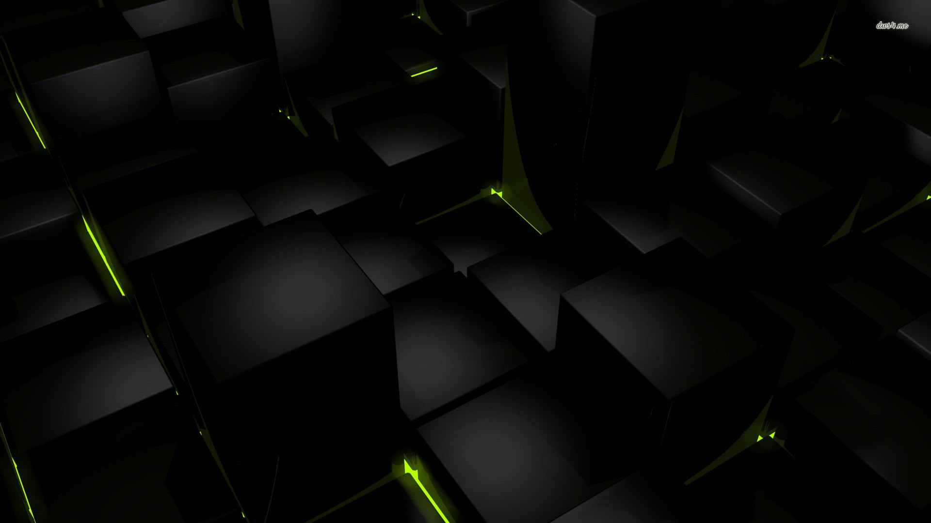 1920x1080 ... Black cubes with green lighting wallpaper  ...