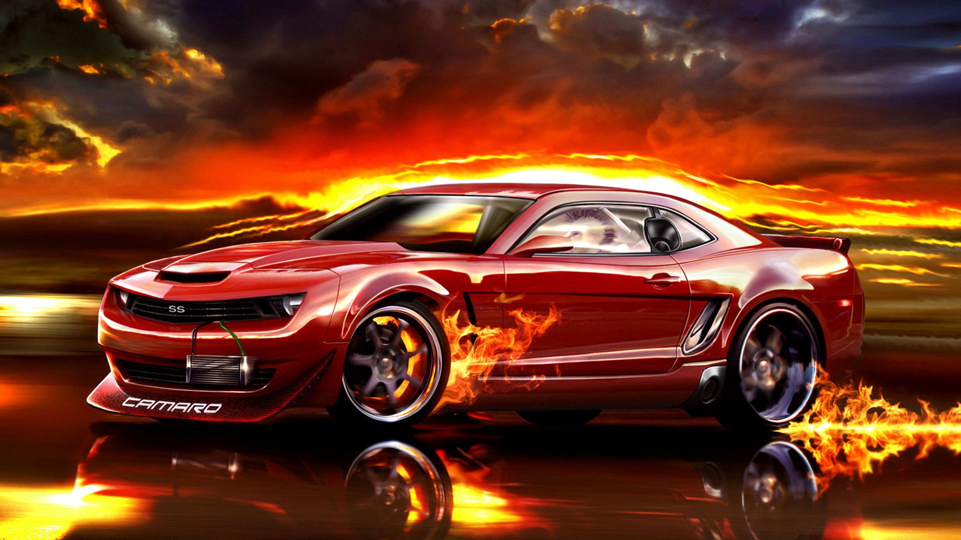 1920x1080 Red Chevrolet Camaro Fire Wallpapers HD / Desktop and Mobile Backgrounds