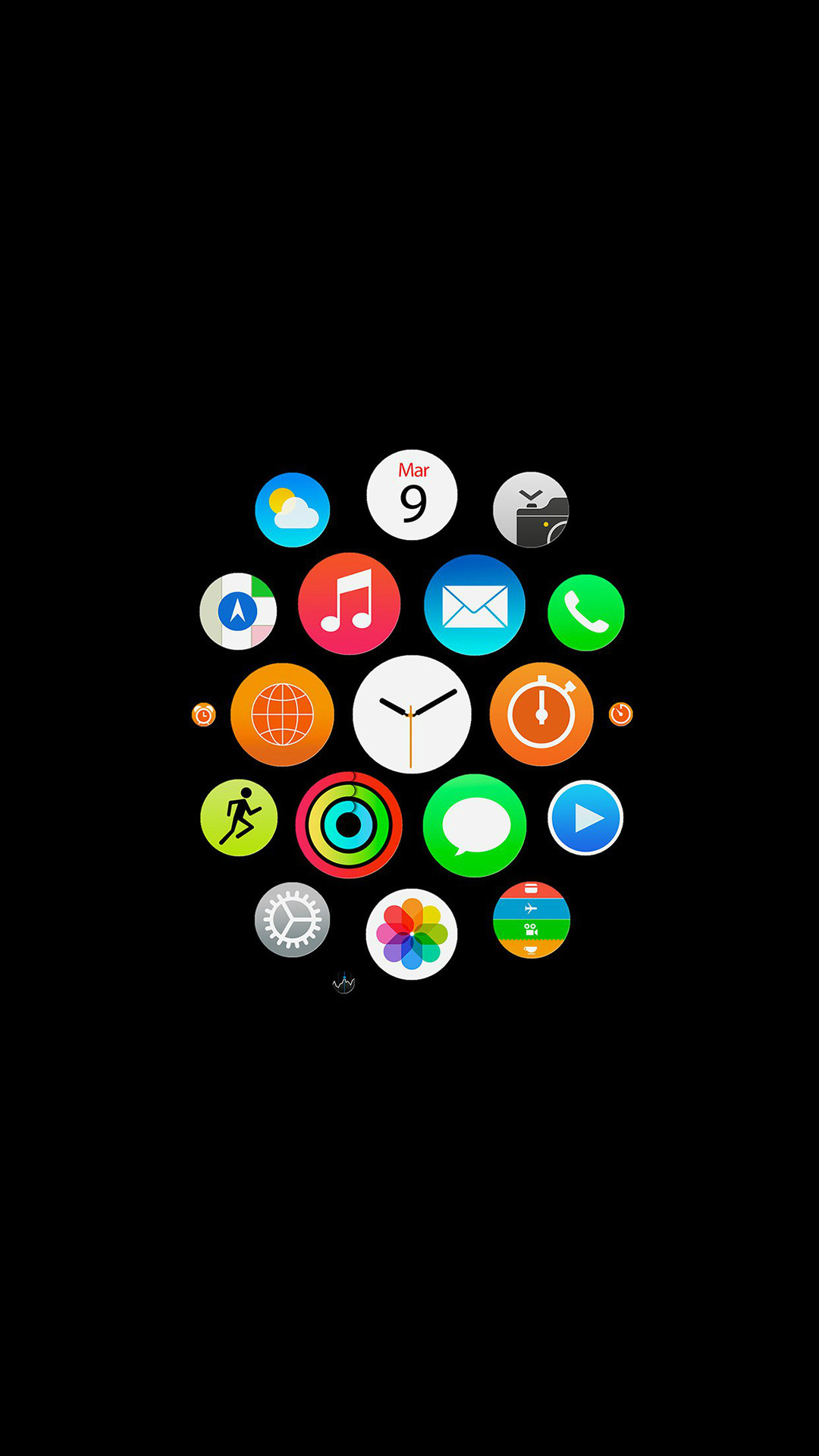 1080x1920 Apple Watch Icons Art Illust Dark iPhone 8 wallpaper