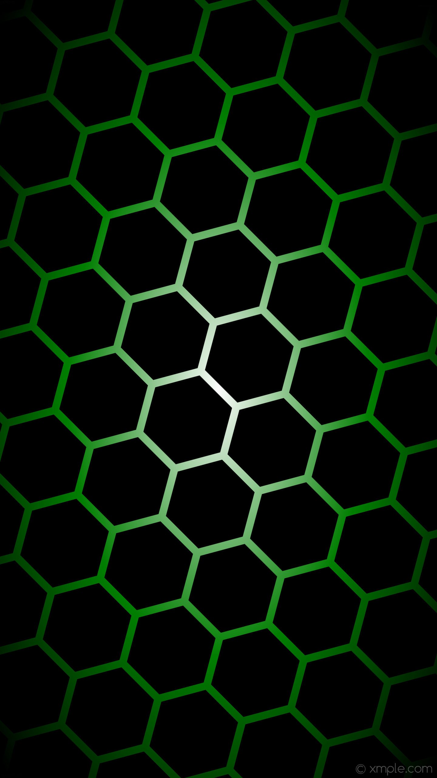 1440x2560 wallpaper glow hexagon green gradient white black #000000 #ffffff #008000  diagonal 45Â°