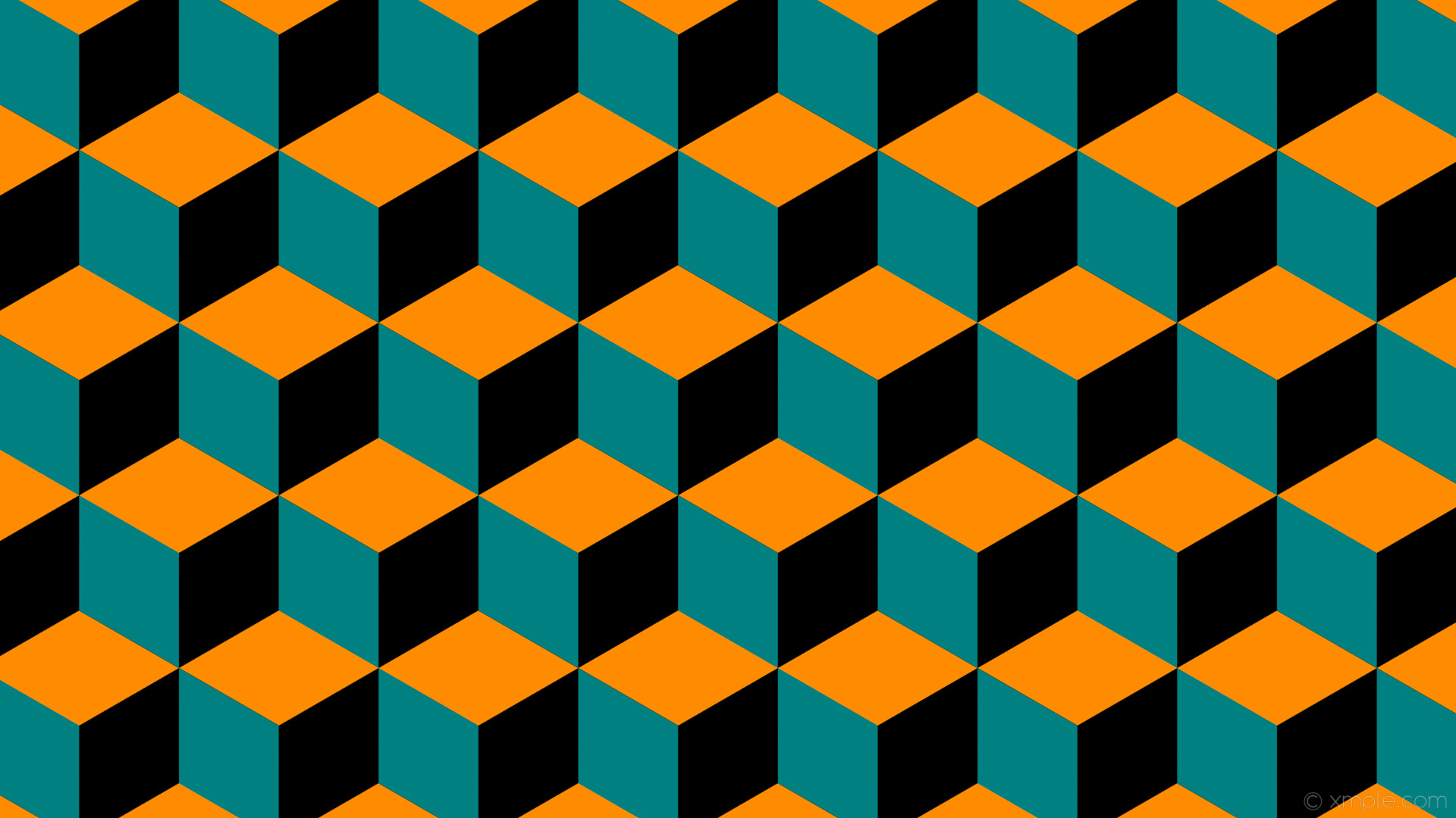 1920x1080 wallpaper green orange 3d cubes black dark orange teal #000000 #ff8c00  #008080 240